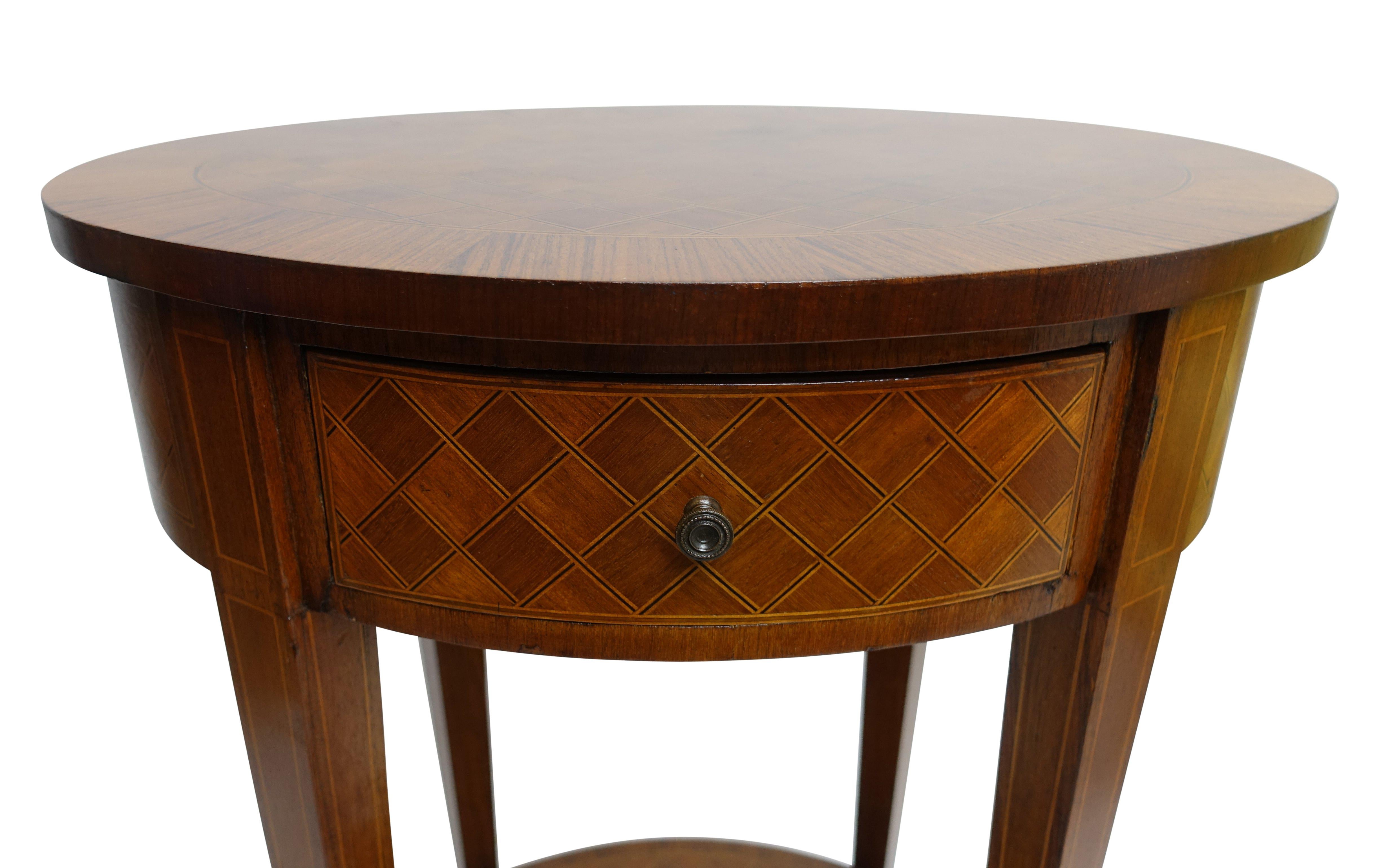20th Century French Louis XVI Style Mahogany with Inlay Side Table