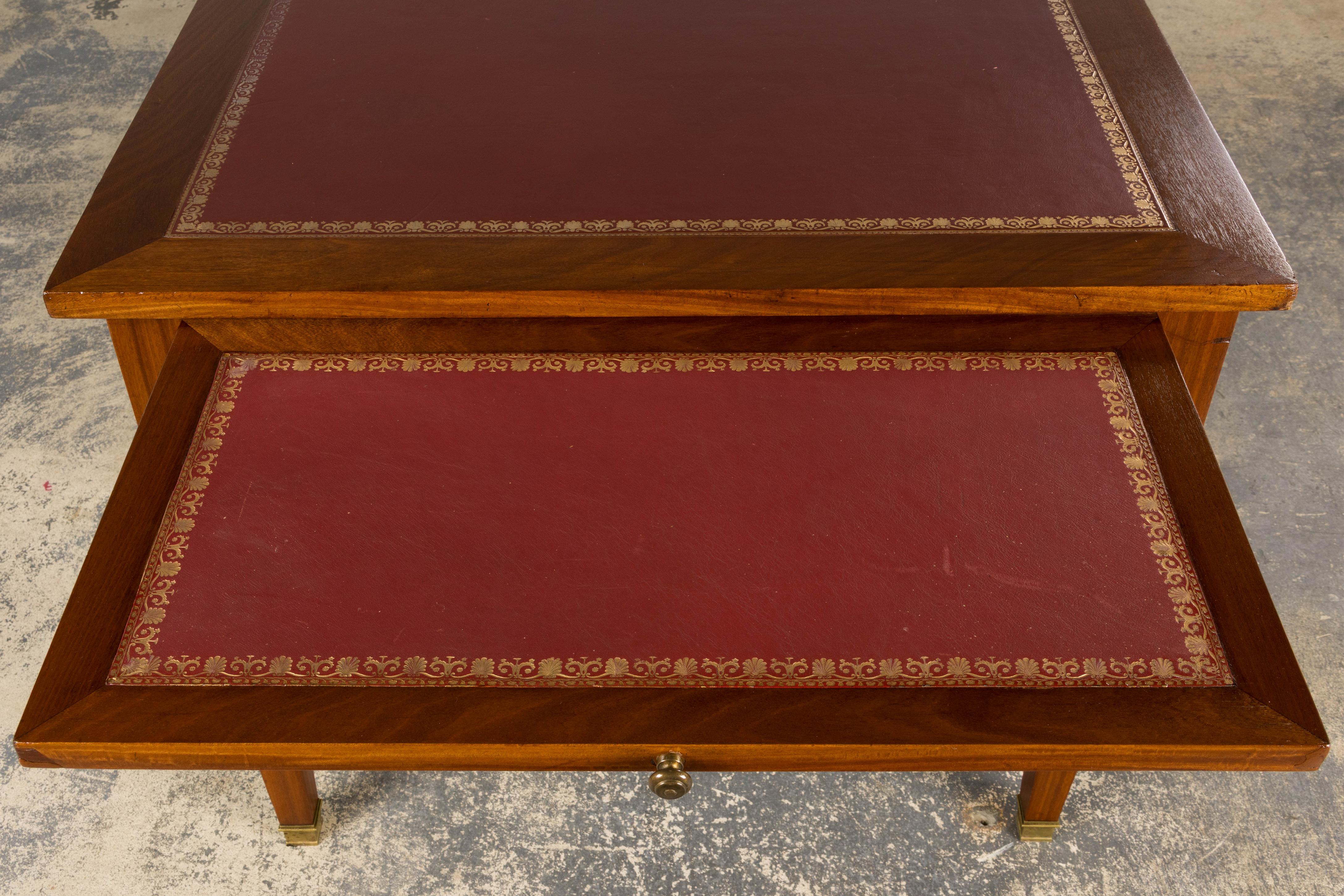 French Louis XVI Style Mahogany Writing Desk with Leather Top For Sale 7
