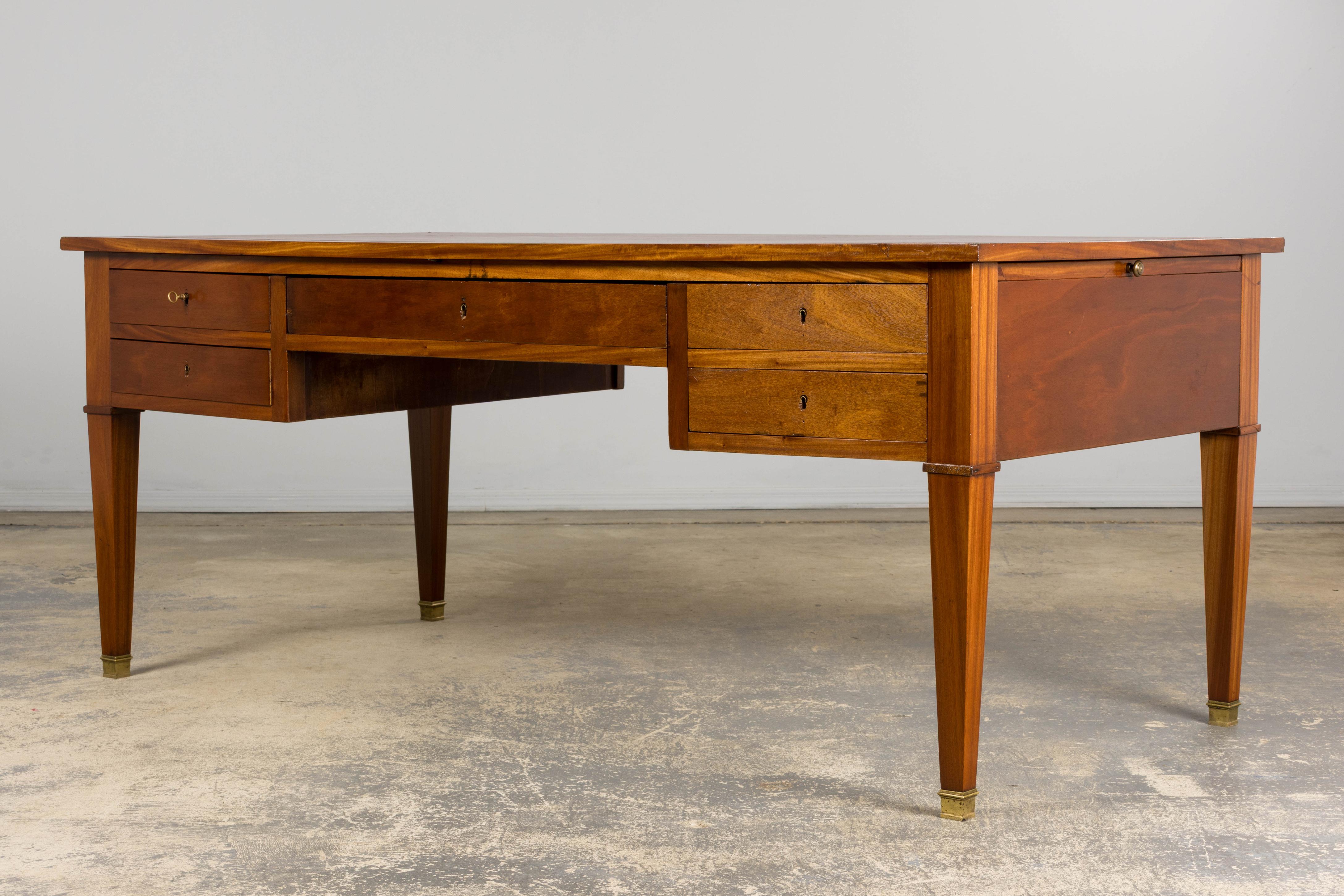 French Louis XVI Style Mahogany Writing Desk with Leather Top For Sale 8