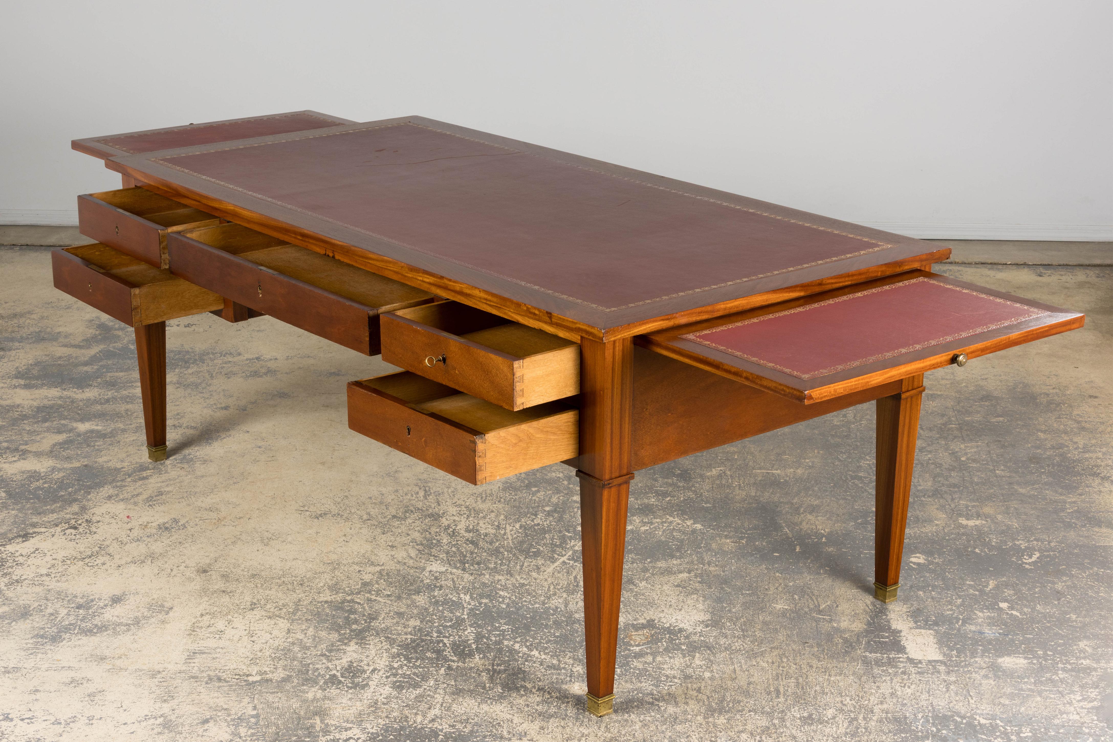 French Louis XVI Style Mahogany Writing Desk with Leather Top For Sale 9