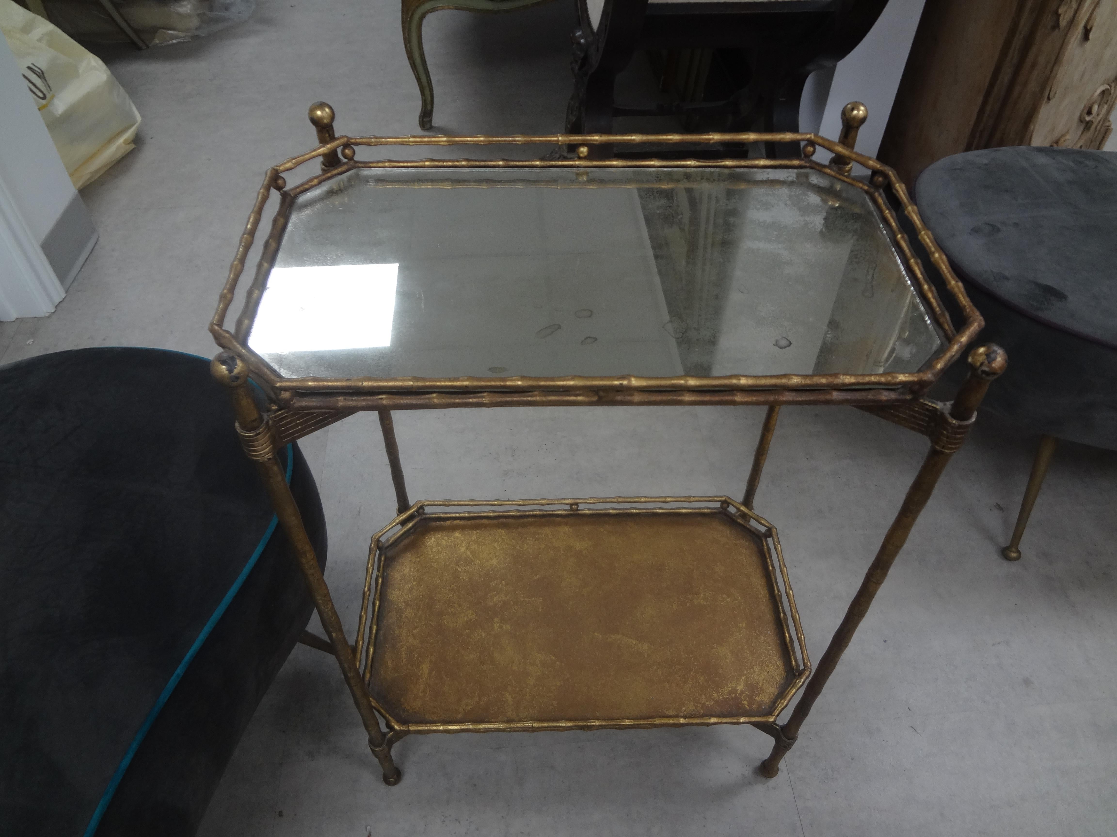 French Louis XVI Style Maison Bagues Inspired Gilt Iron Table or Gueridon 1