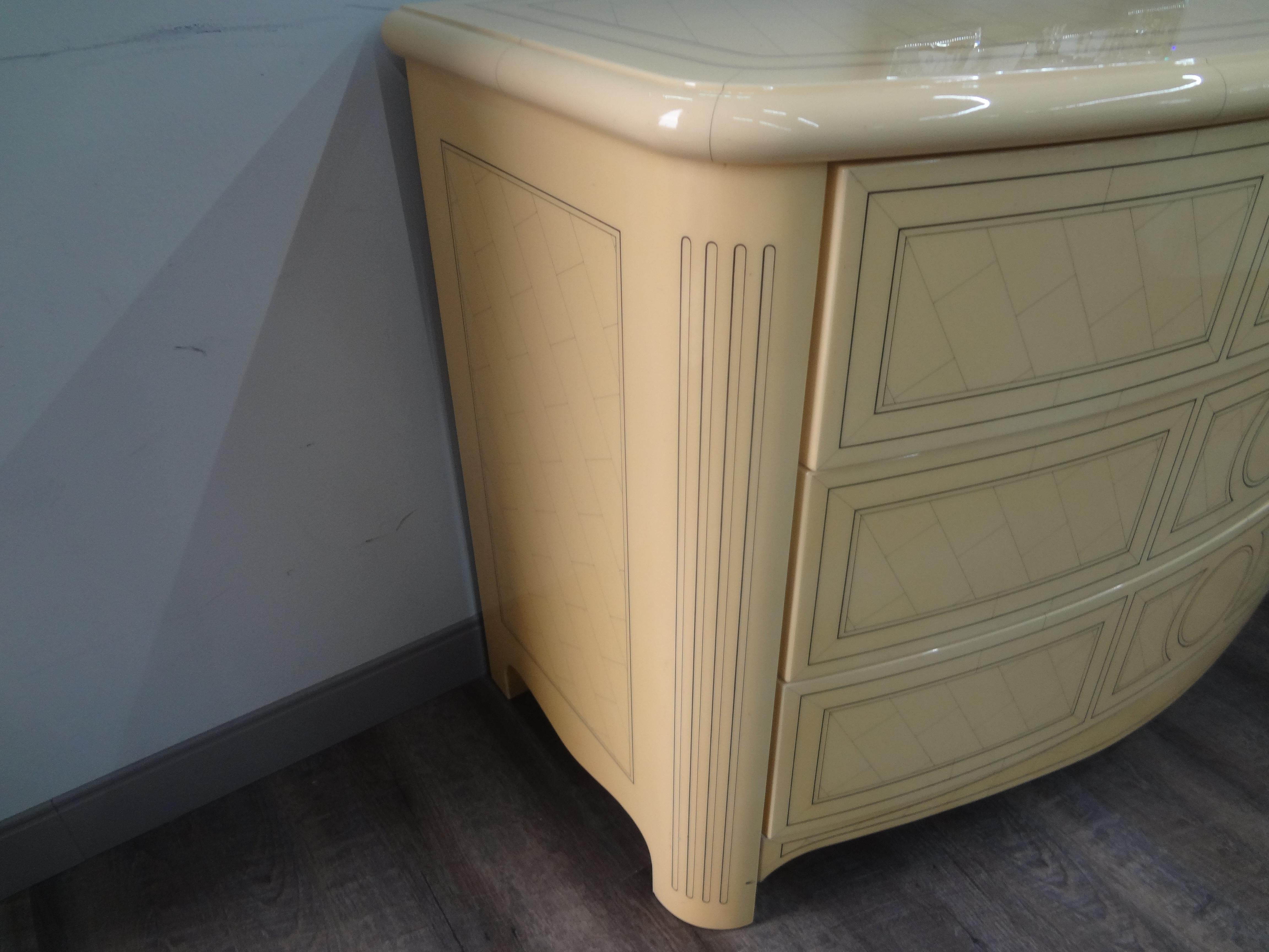 Wood French Louis XVI Style Maison Jansen Lacquered Commode For Sale