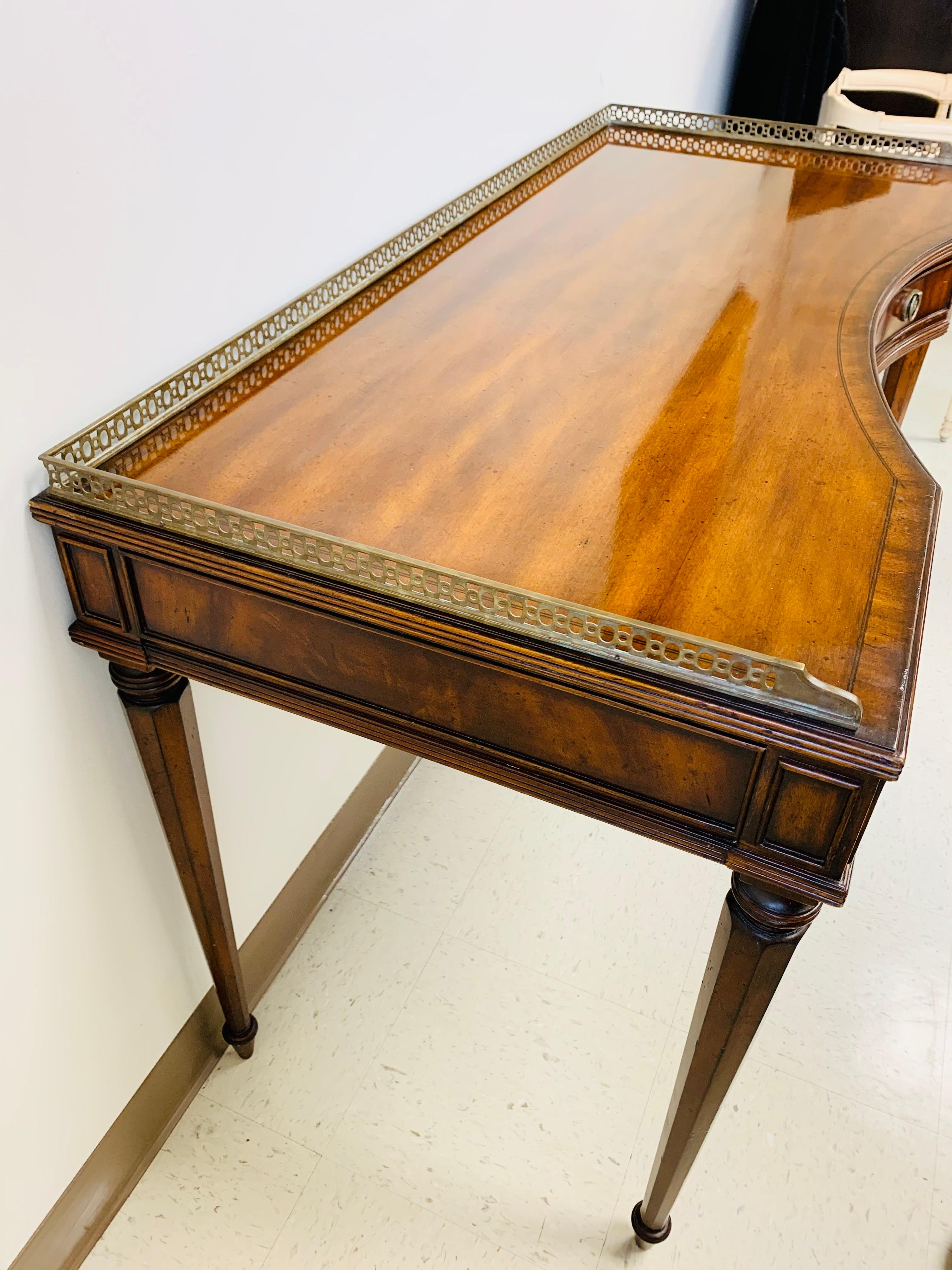 French Louis XVI Style Maitland-Smith Mahogany Desk or Writing Table In Fair Condition In Plainview, NY