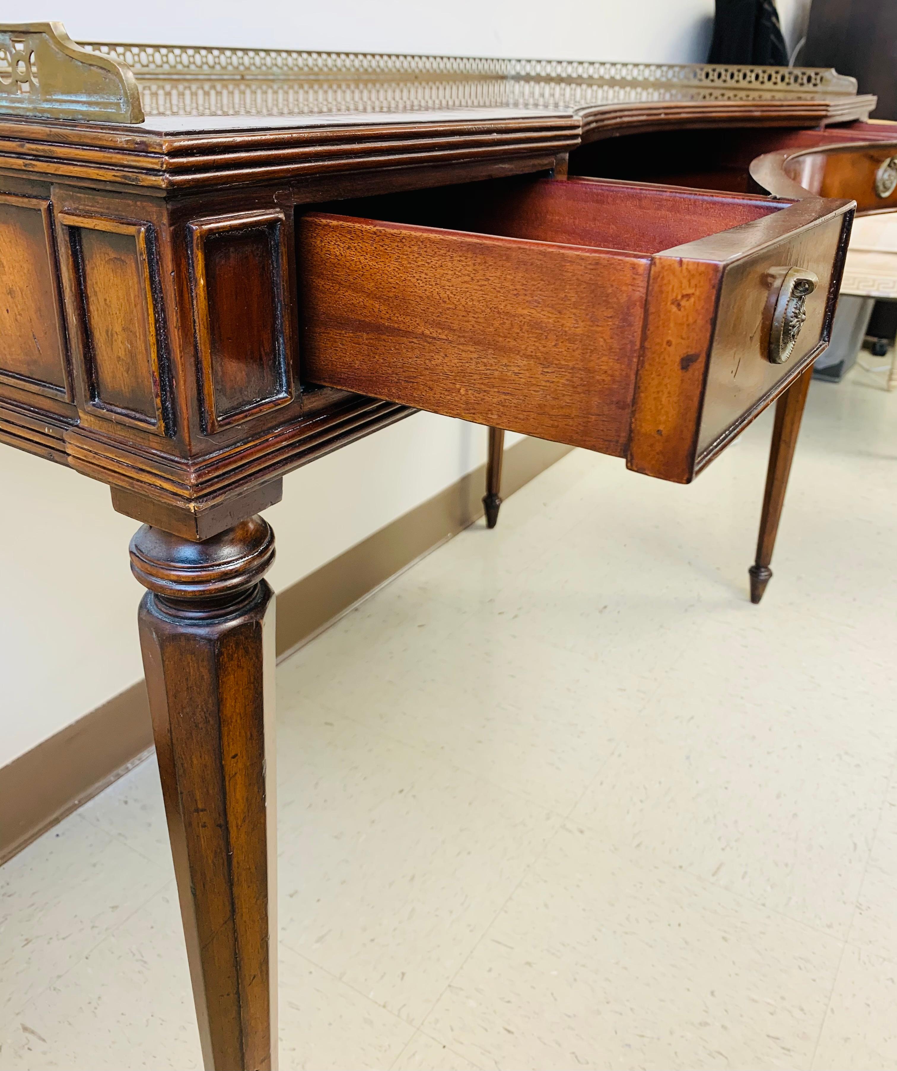 Late 20th Century French Louis XVI Style Maitland-Smith Mahogany Desk or Writing Table