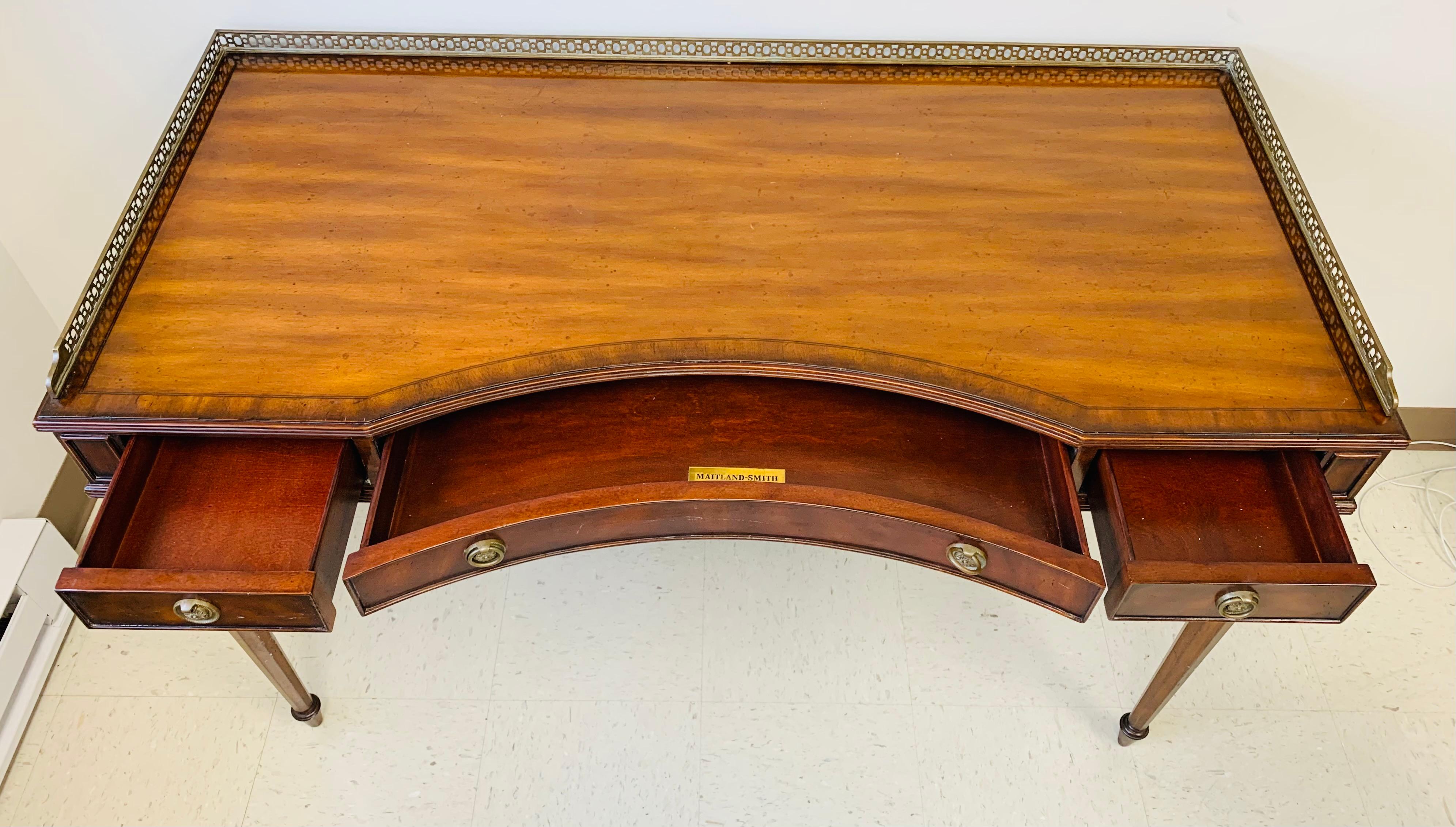 French Louis XVI Style Maitland-Smith Mahogany Desk or Writing Table 1