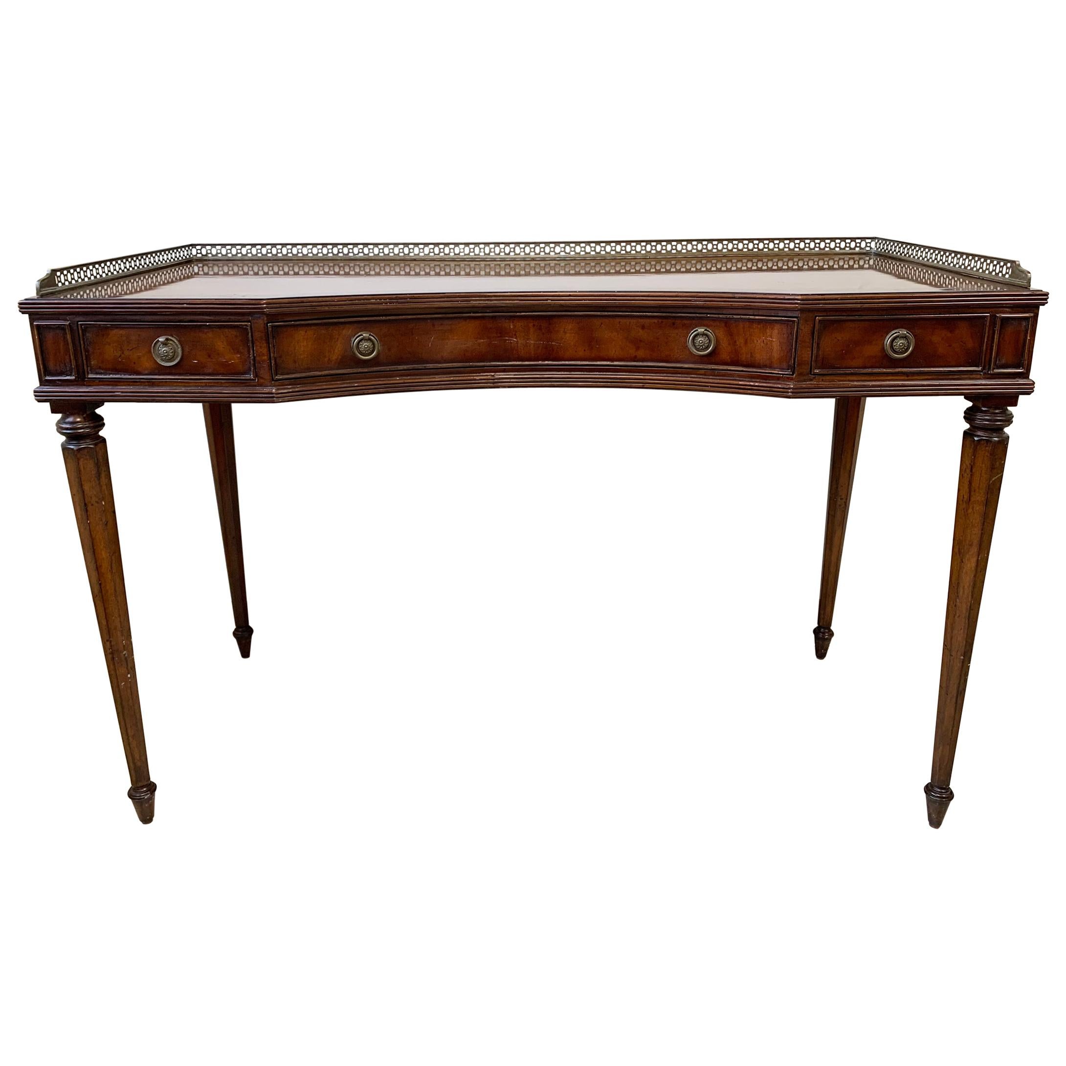 French Louis XVI Style Maitland-Smith Mahogany Desk or Writing Table