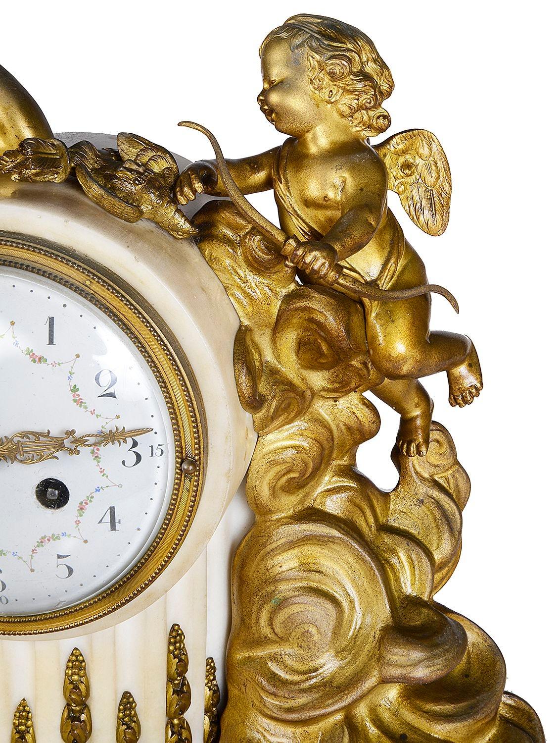 French Louis XVI style mantel clock, 19th Century In Good Condition For Sale In Brighton, Sussex