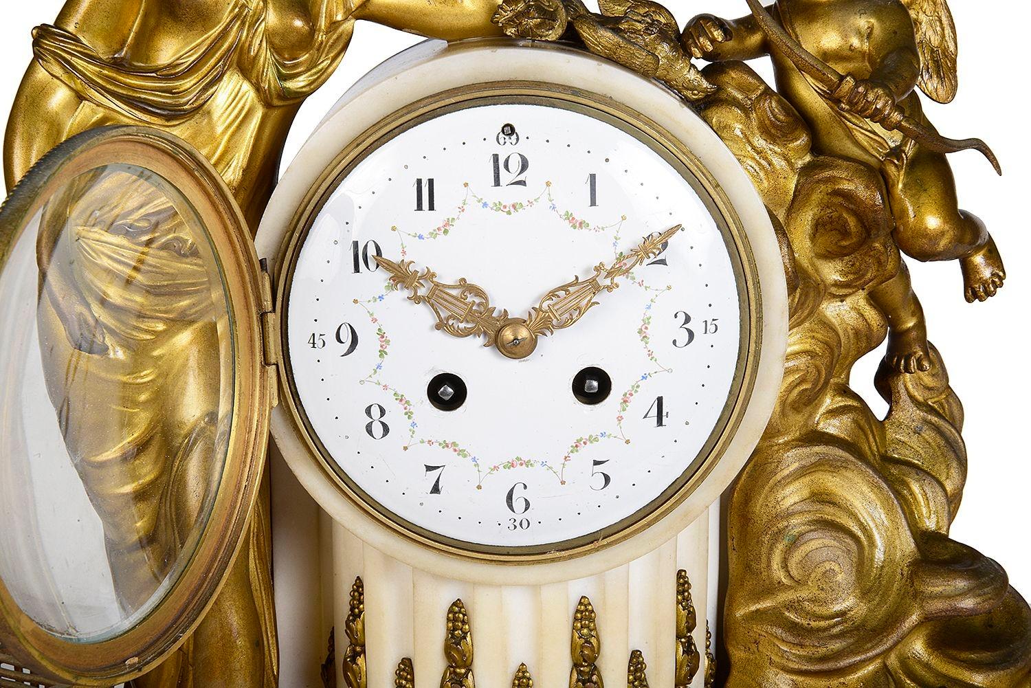 Ormolu French Louis XVI style mantel clock, 19th Century For Sale