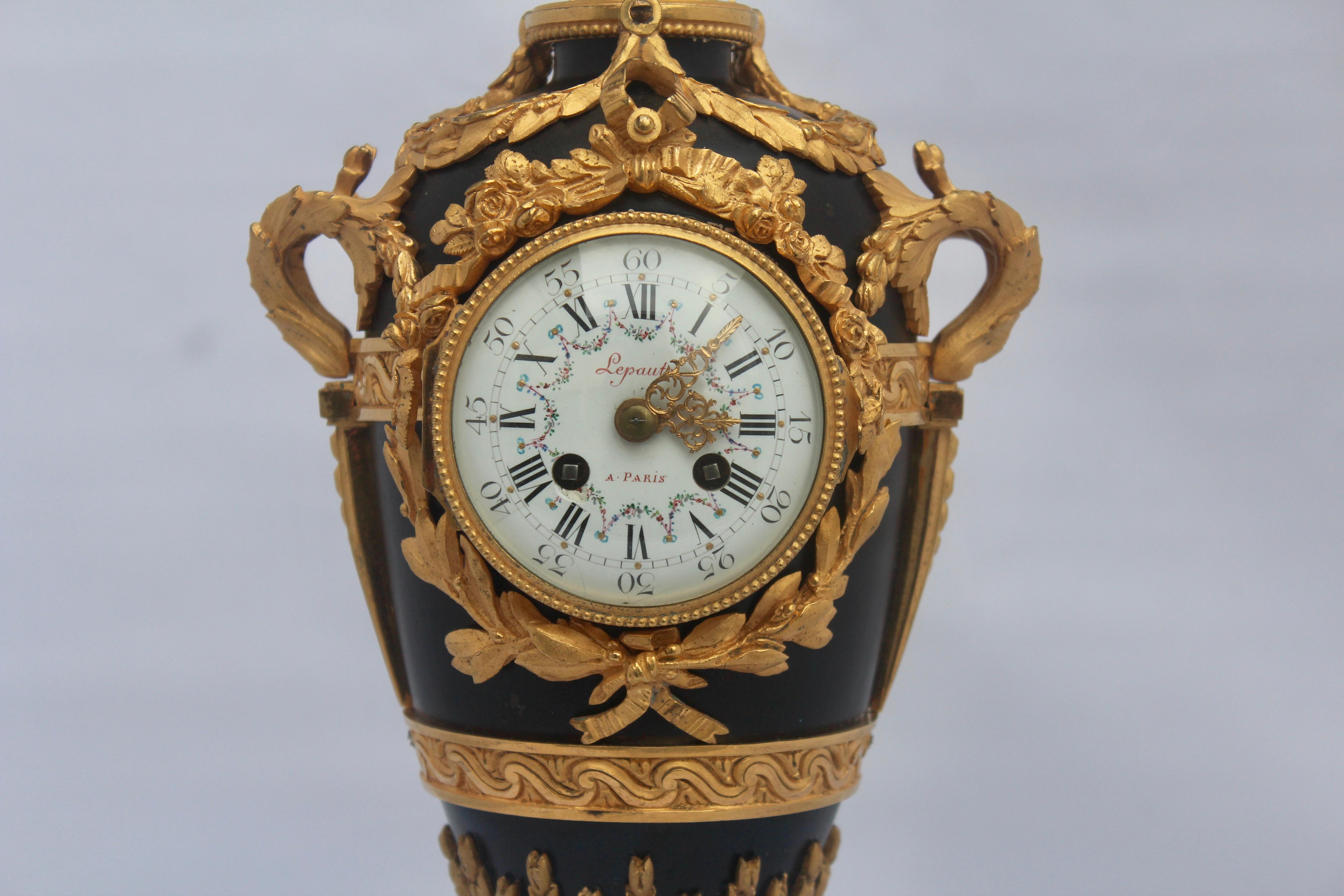 Enamel French Louis XVI Style Mantel Clock by Eugène Hazart, À Paris