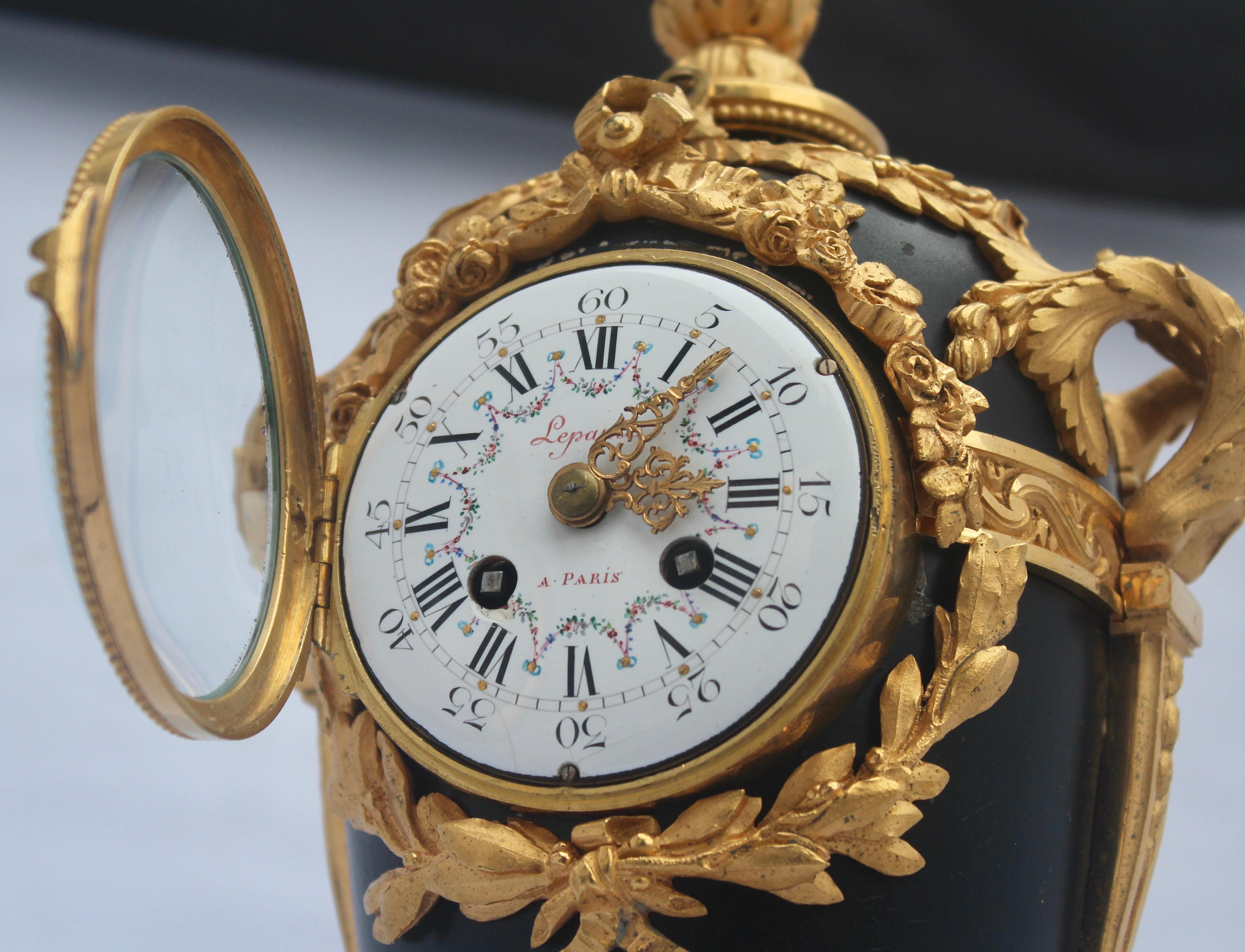 French Louis XVI Style Mantel Clock by Eugène Hazart, À Paris 1