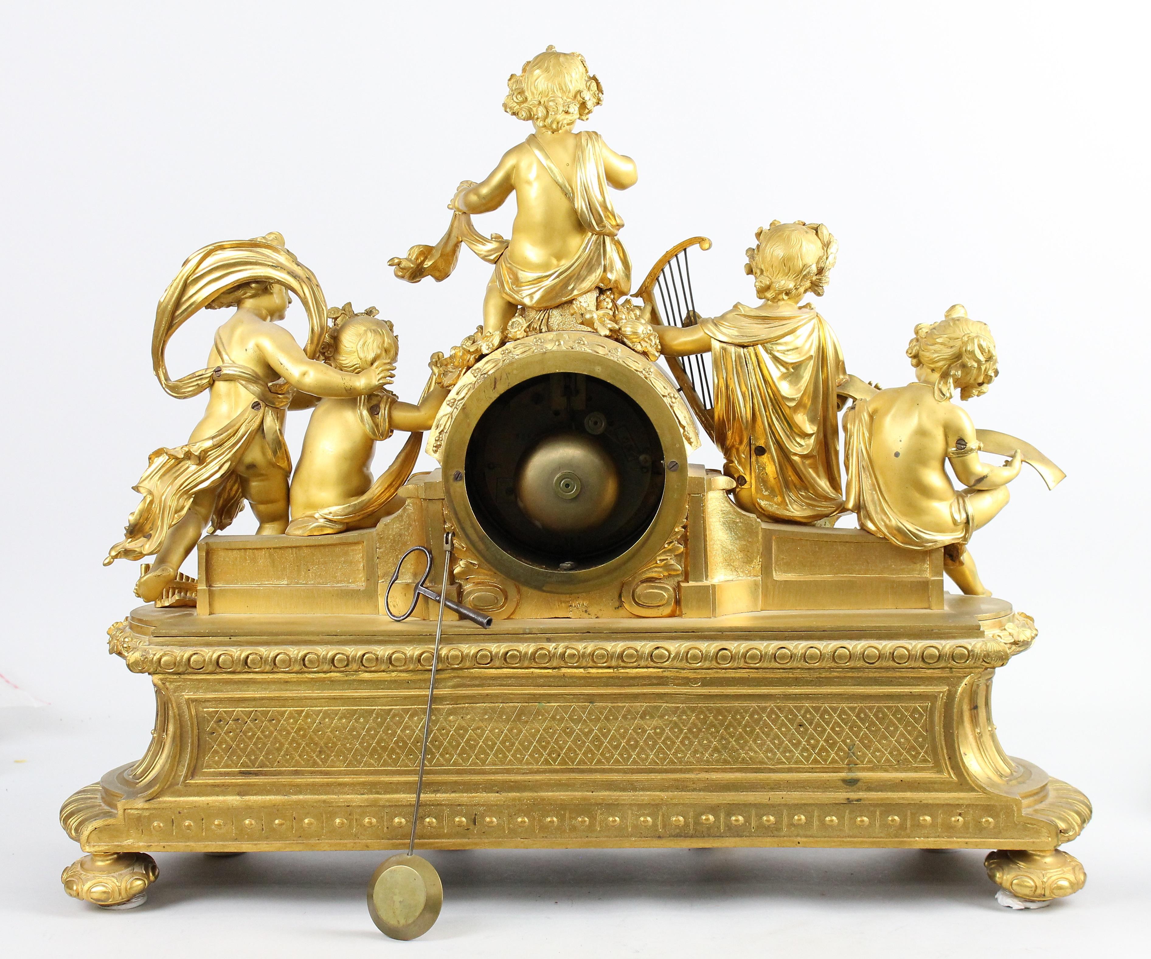French Louis XVI Style Mantel Clock with Sevres Plaques, circa 1870 10