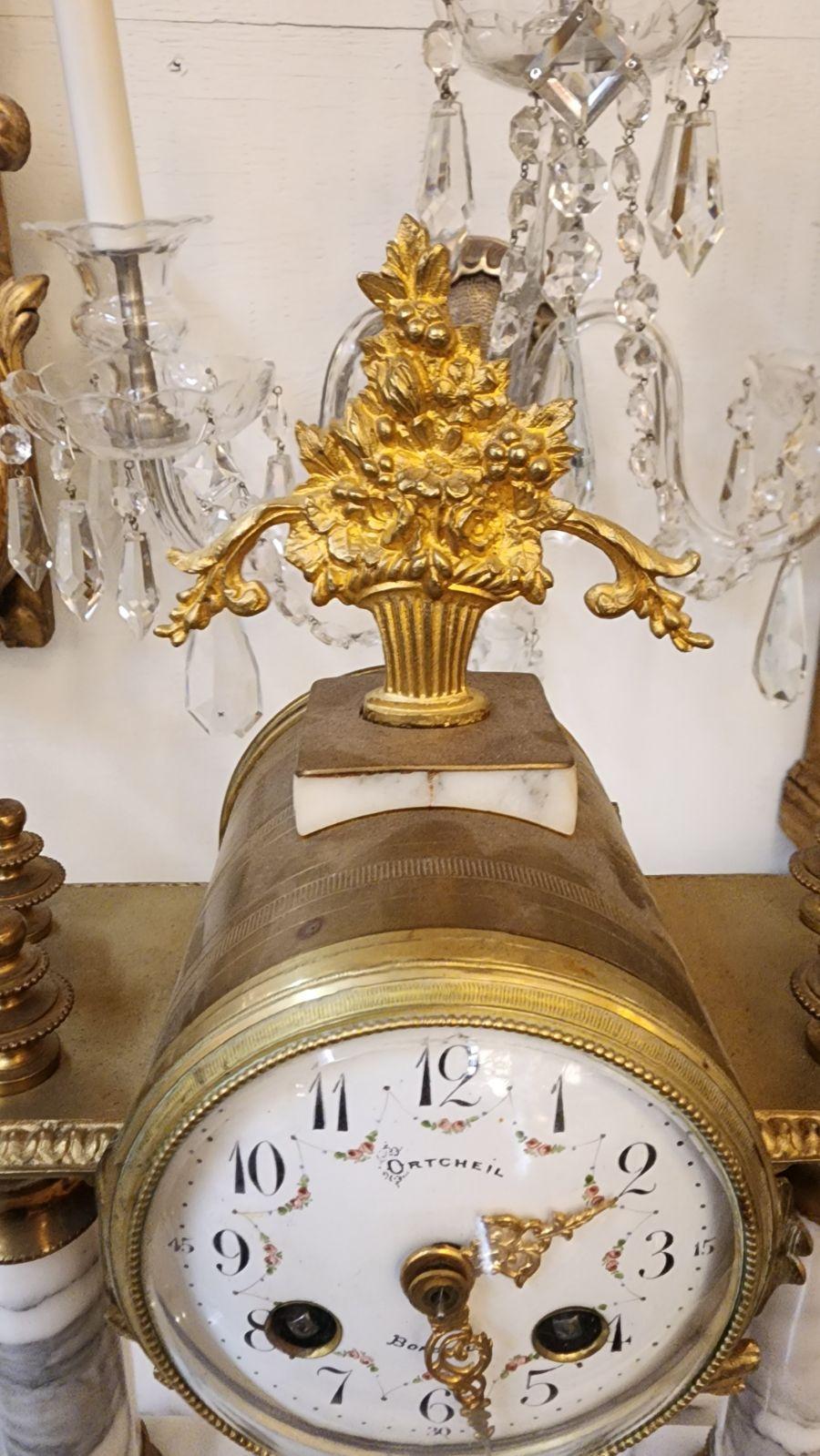 Marble French Louis XVI Style Mantle clock For Sale