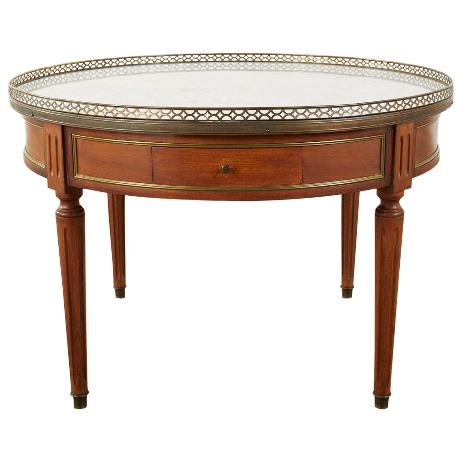 French Louis XVI Style Marble Bronze Mounted Bouillotte Table