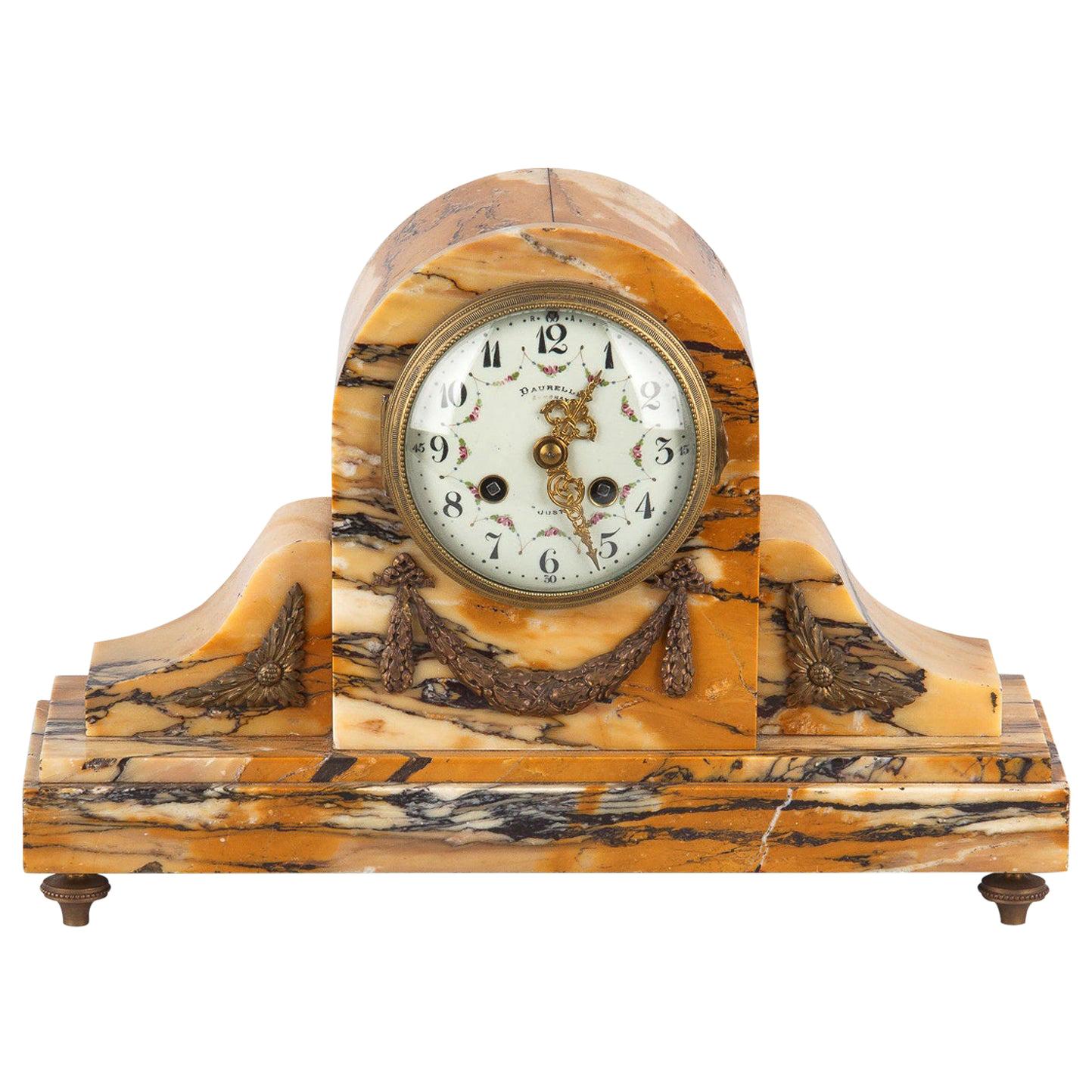 French Louis XVI Style Marble Mantel Clock, Early 1900s at 1stDibs