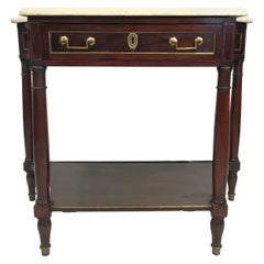 French Louis XVI Style Marble Top and Mahogany Console Table