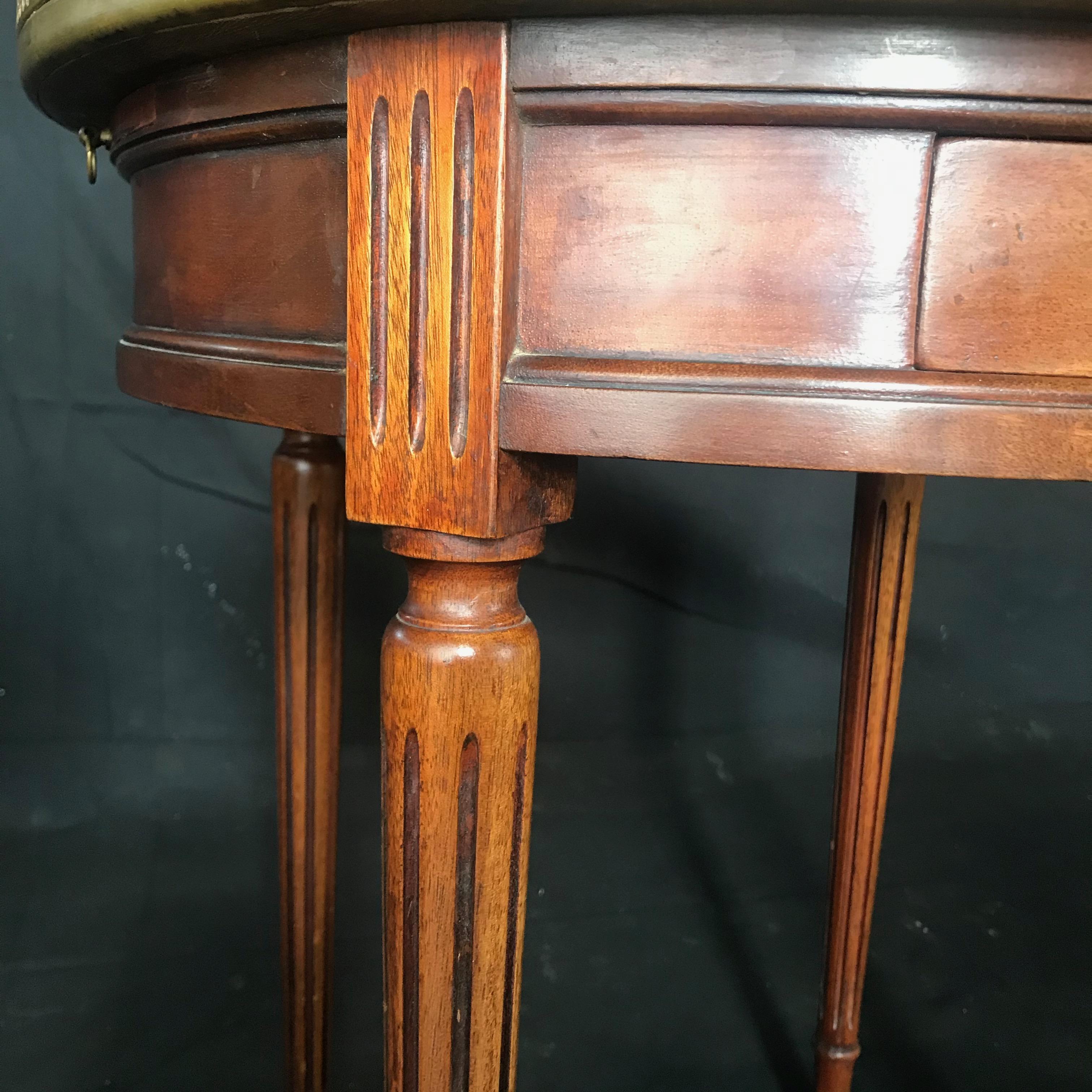 French Louis XVI Style Marble-Top and Walnut Bouillotte Side Table 1