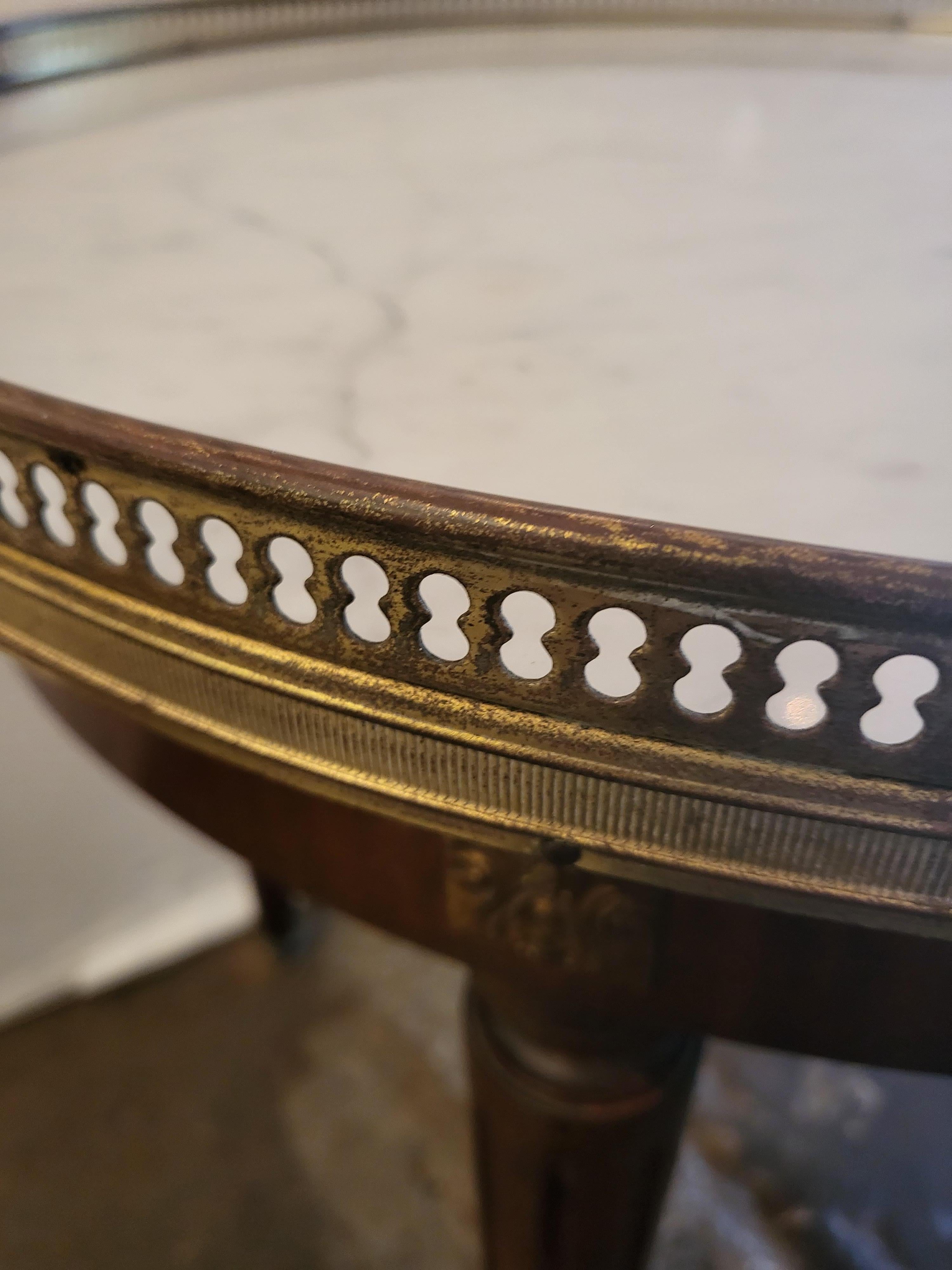 19th Century French, Louis XVI Style Marble Top Bouillotte Table For Sale