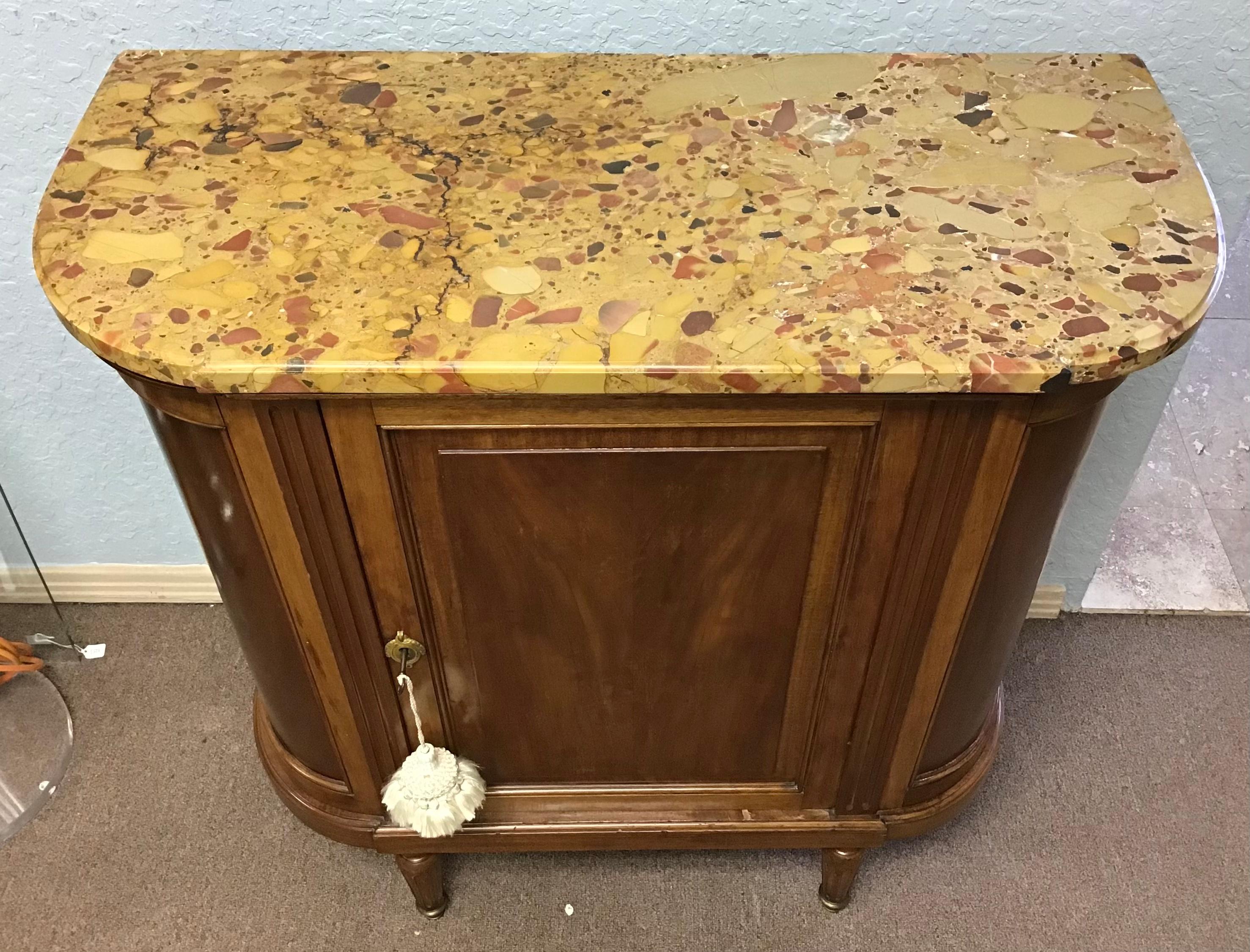 19th Century French Louis XVI Style Marble Top Buffet Server For Sale