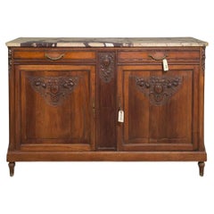 Buffet / Credenza francese con piano in marmo in stile Luigi XVI
