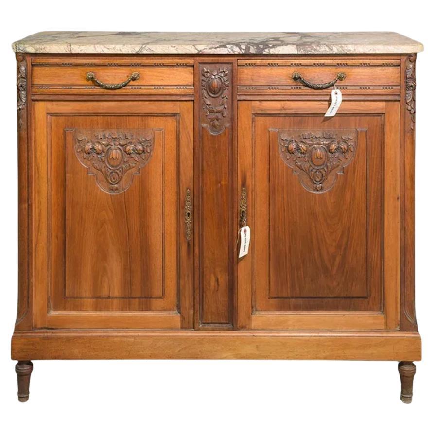 Buffet / Credenza francese con piano in marmo in stile Luigi XVI in vendita