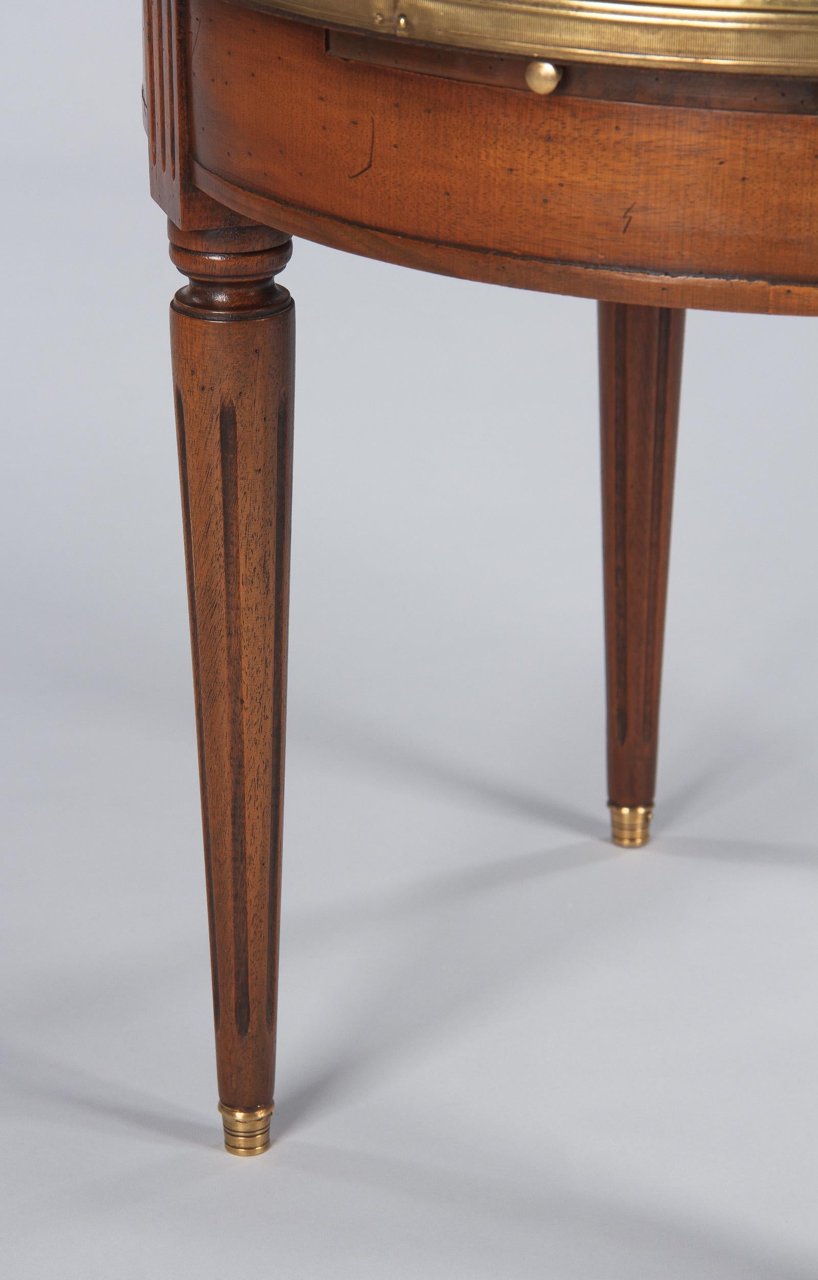 French Louis XVI Style Marble Top & Cherrywood Bouillotte Table, 1940s 7