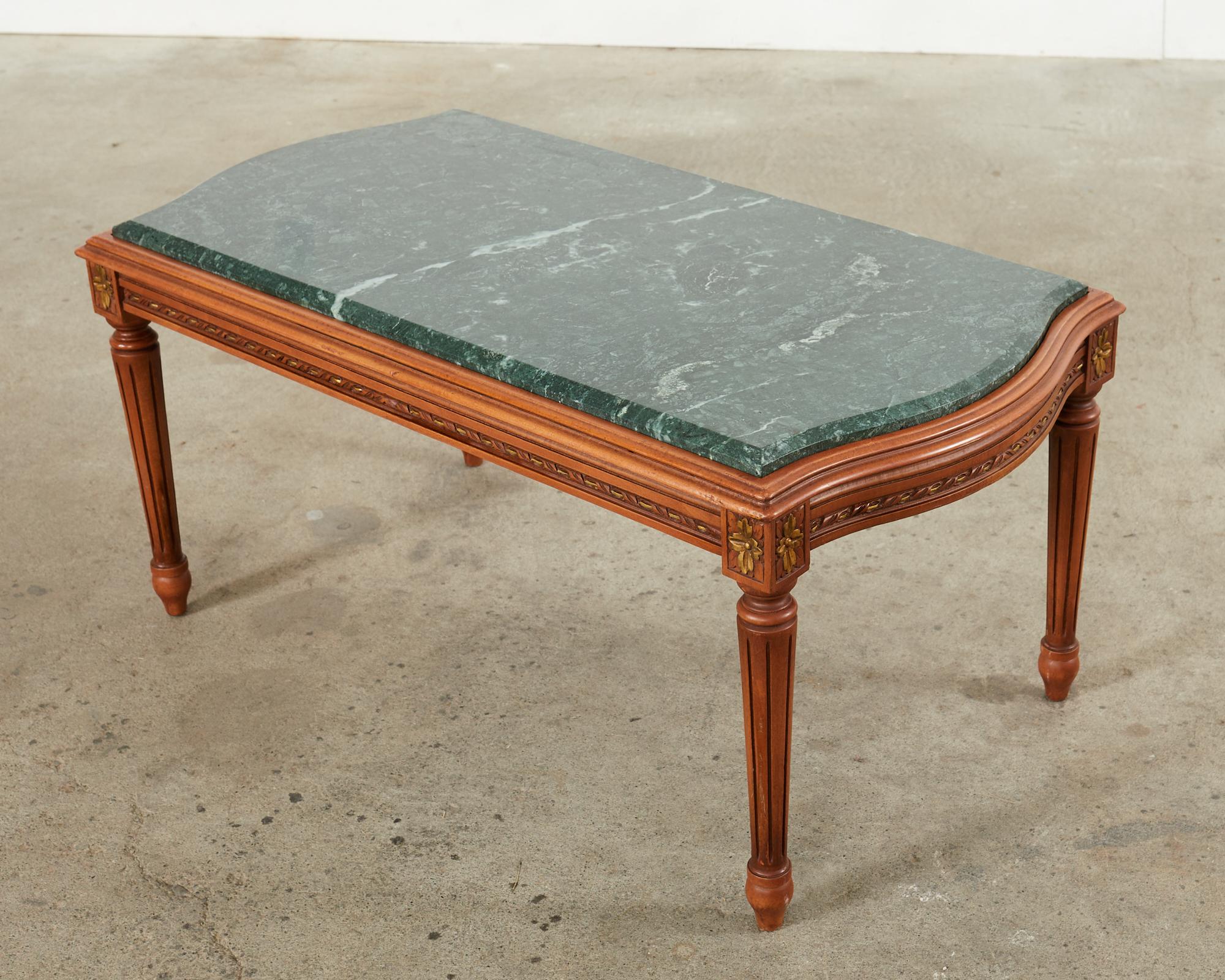 French Louis XVI Style Marble Top Cocktail Coffee Table For Sale 8