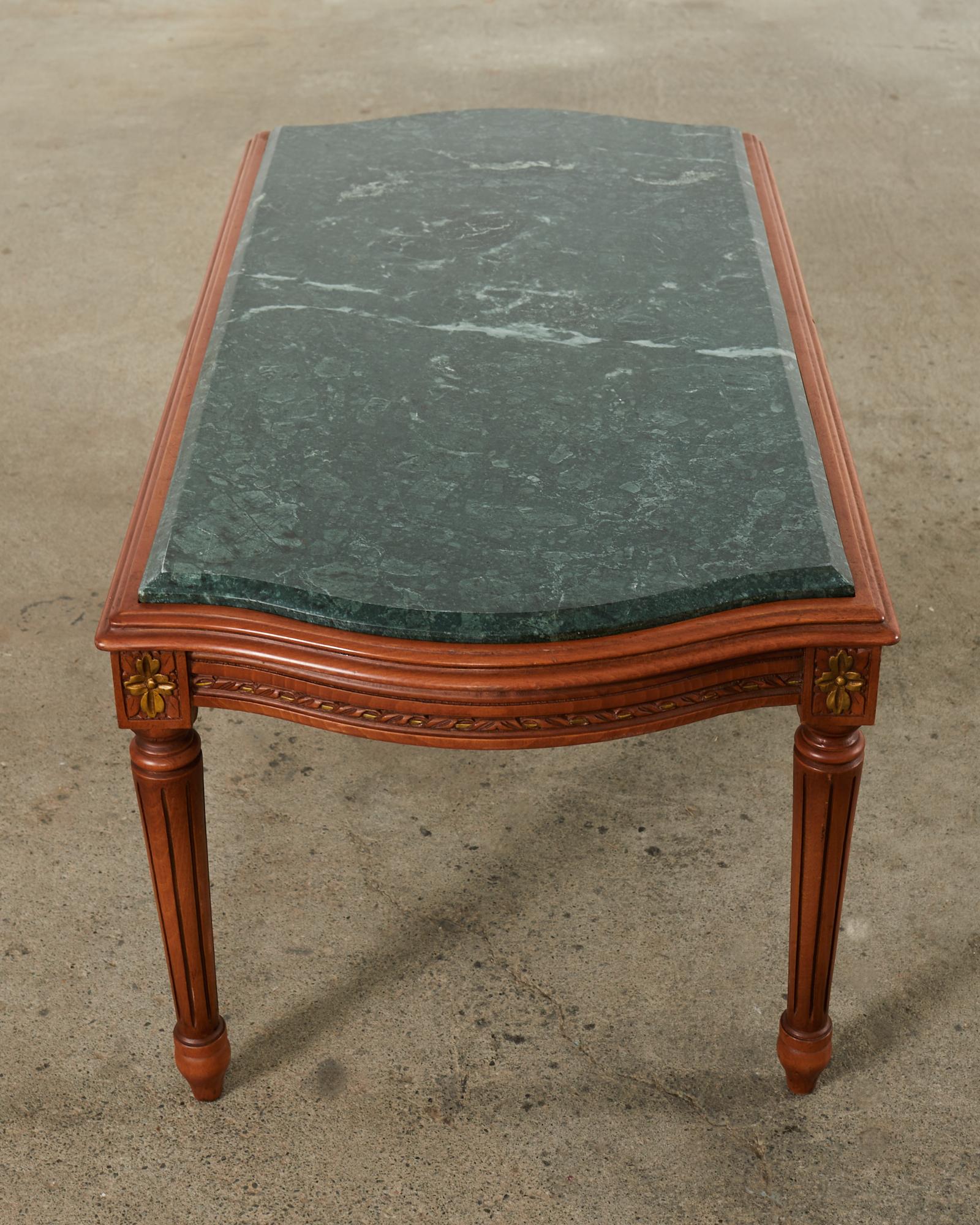 French Louis XVI Style Marble Top Cocktail Coffee Table For Sale 11