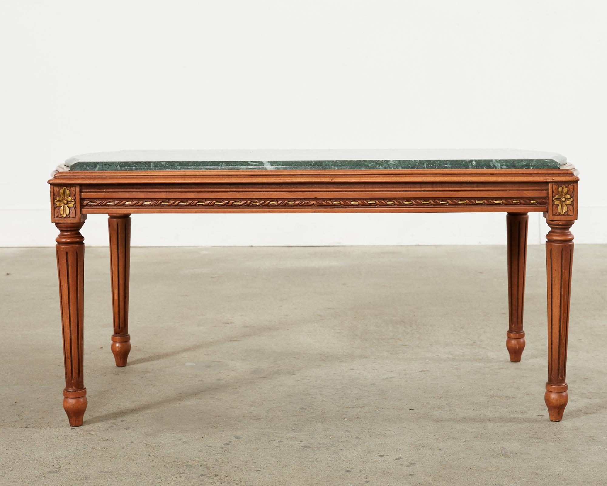 French Louis XVI Style Marble Top Cocktail Coffee Table For Sale 12