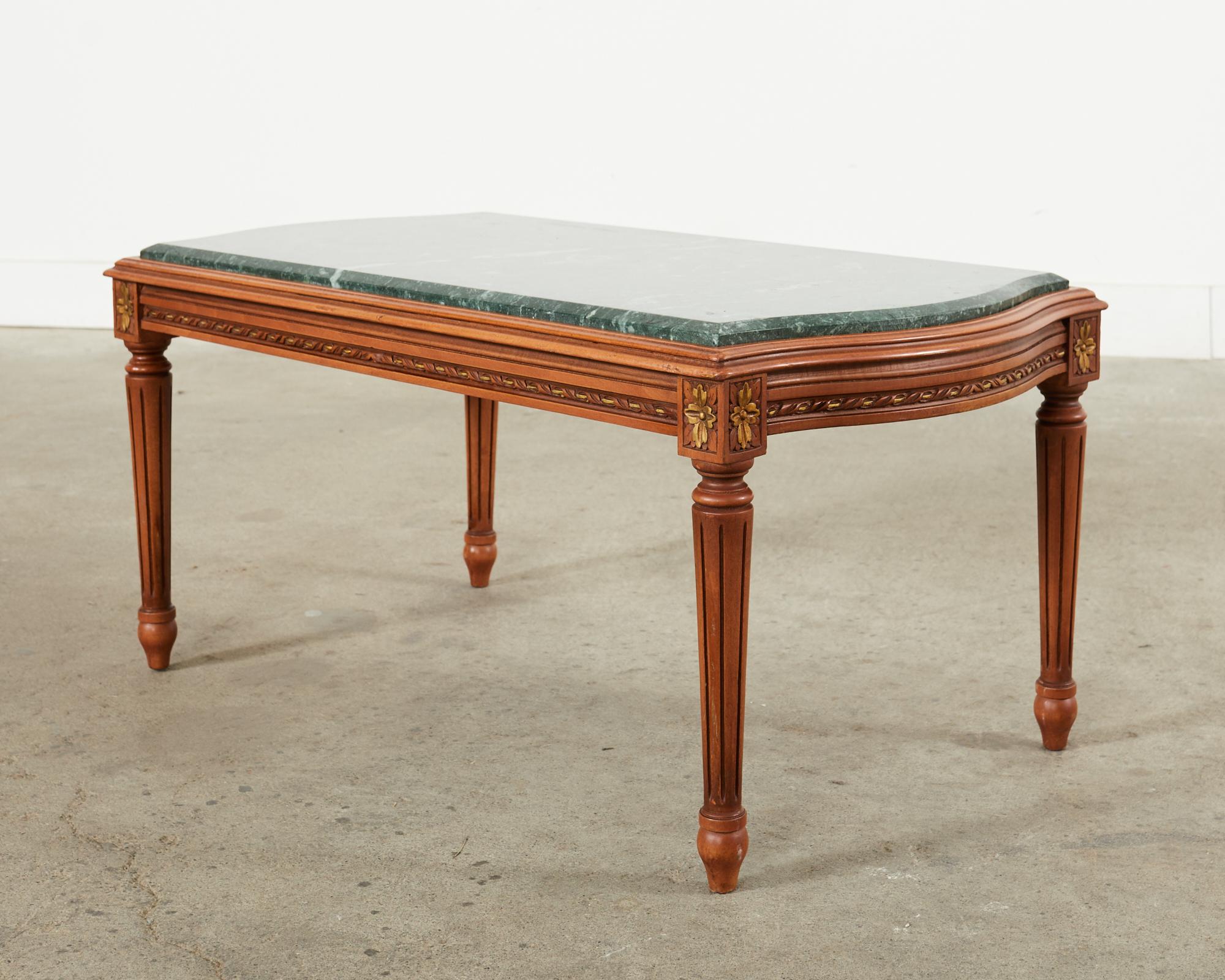 European French Louis XVI Style Marble Top Cocktail Coffee Table For Sale
