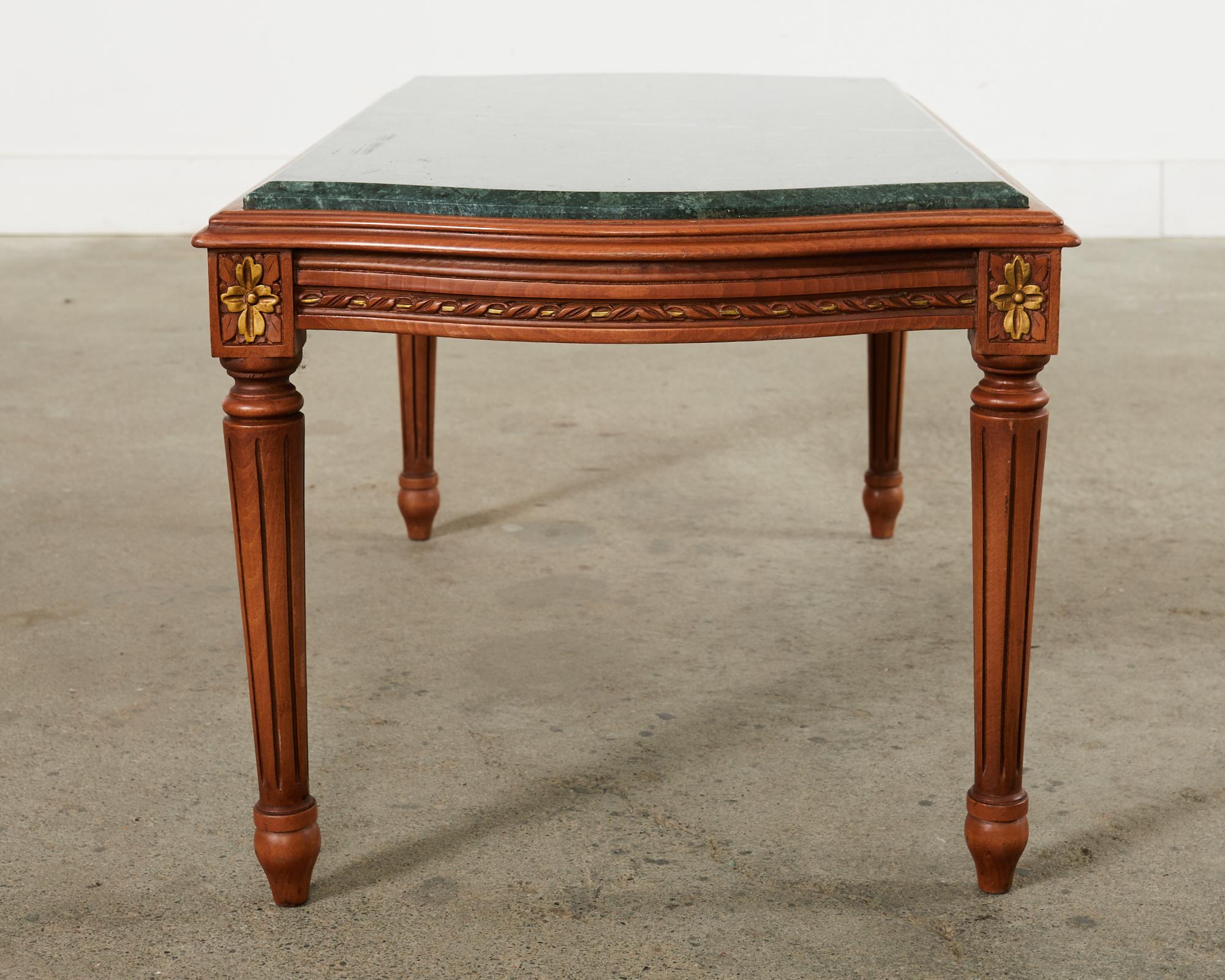 20th Century French Louis XVI Style Marble Top Cocktail Coffee Table For Sale