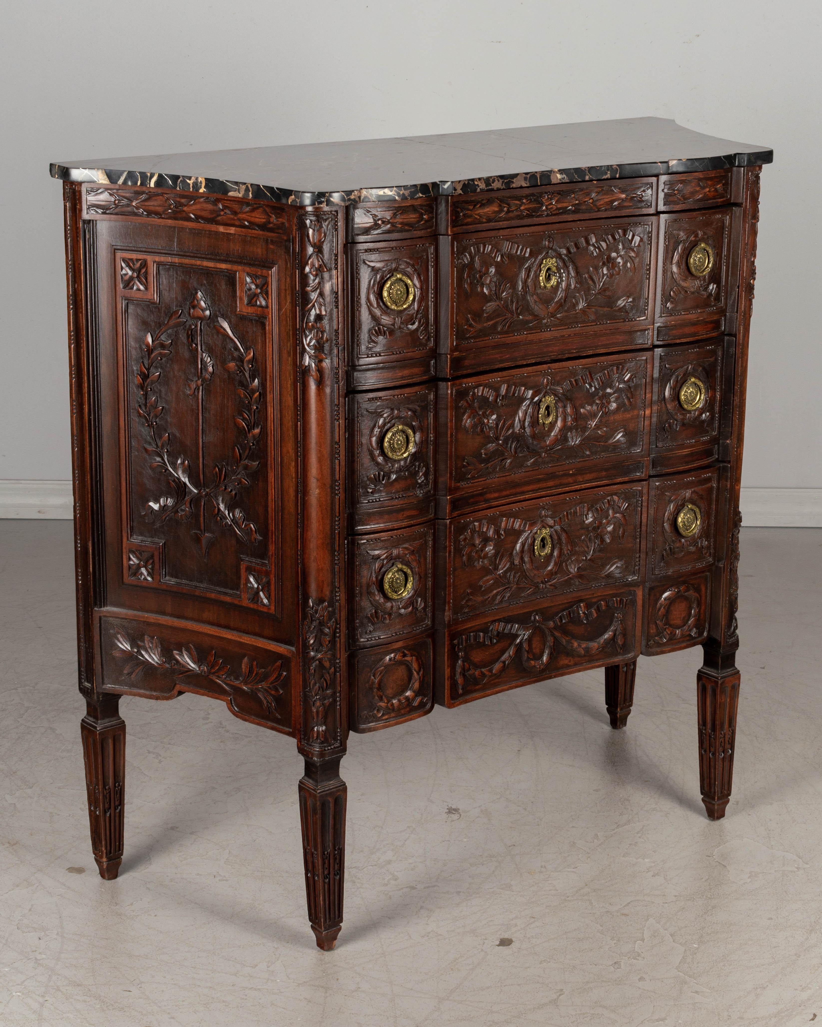 20th Century French Louis XVI Style Marble Top Commode