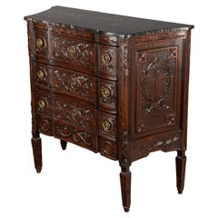 French Louis XVI Style Marble Top Commode