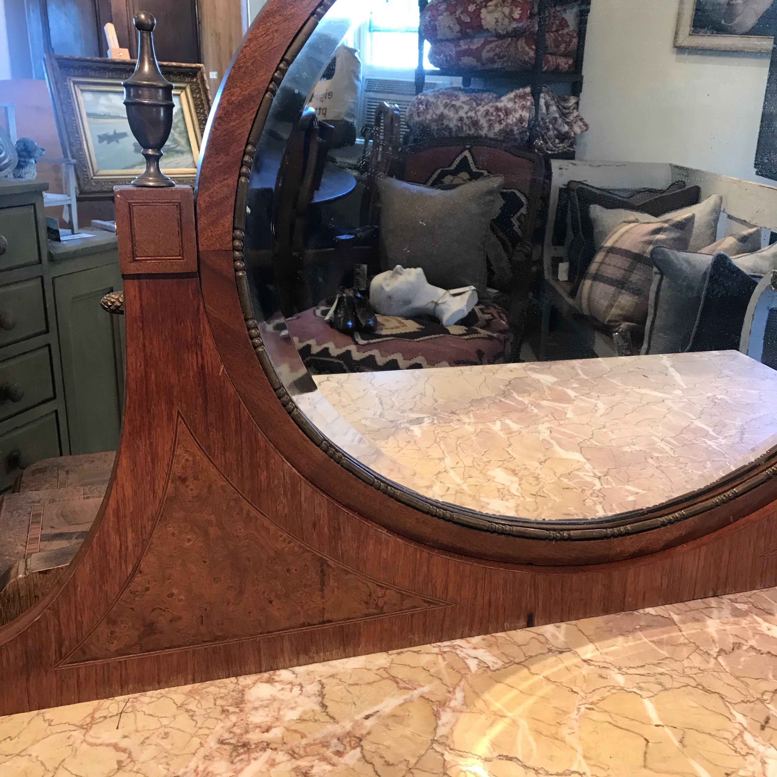French Louis XVI Style Marble-Top Dressing Table In Good Condition In Hopewell, NJ
