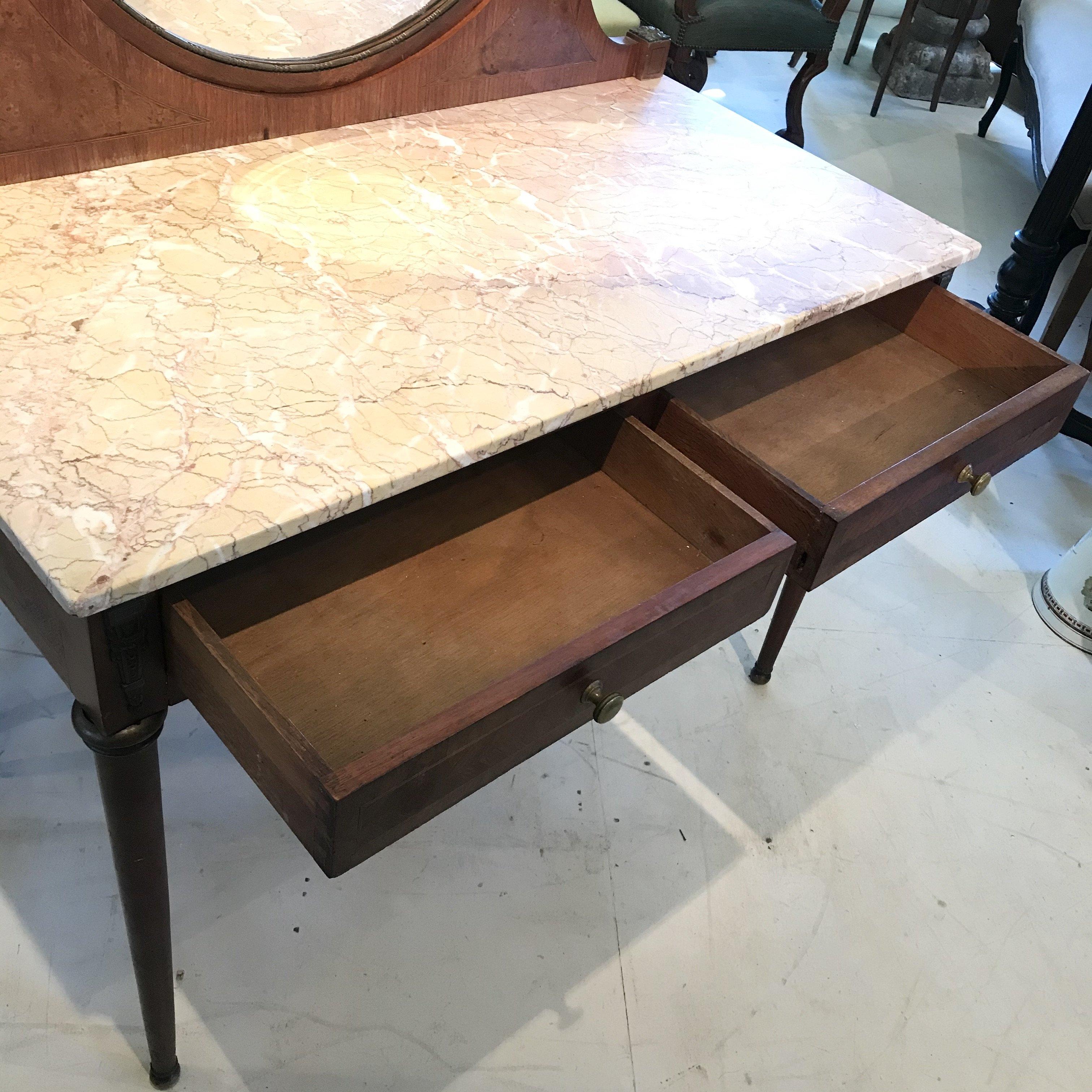 Mid-20th Century French Louis XVI Style Marble-Top Dressing Table