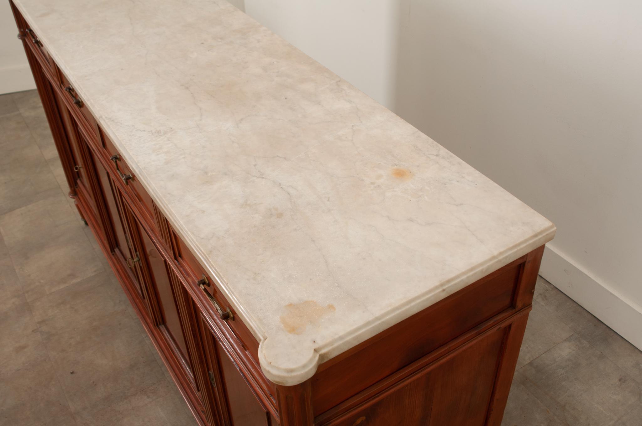 French Louis XVI Style Marble Top Enfilade 3