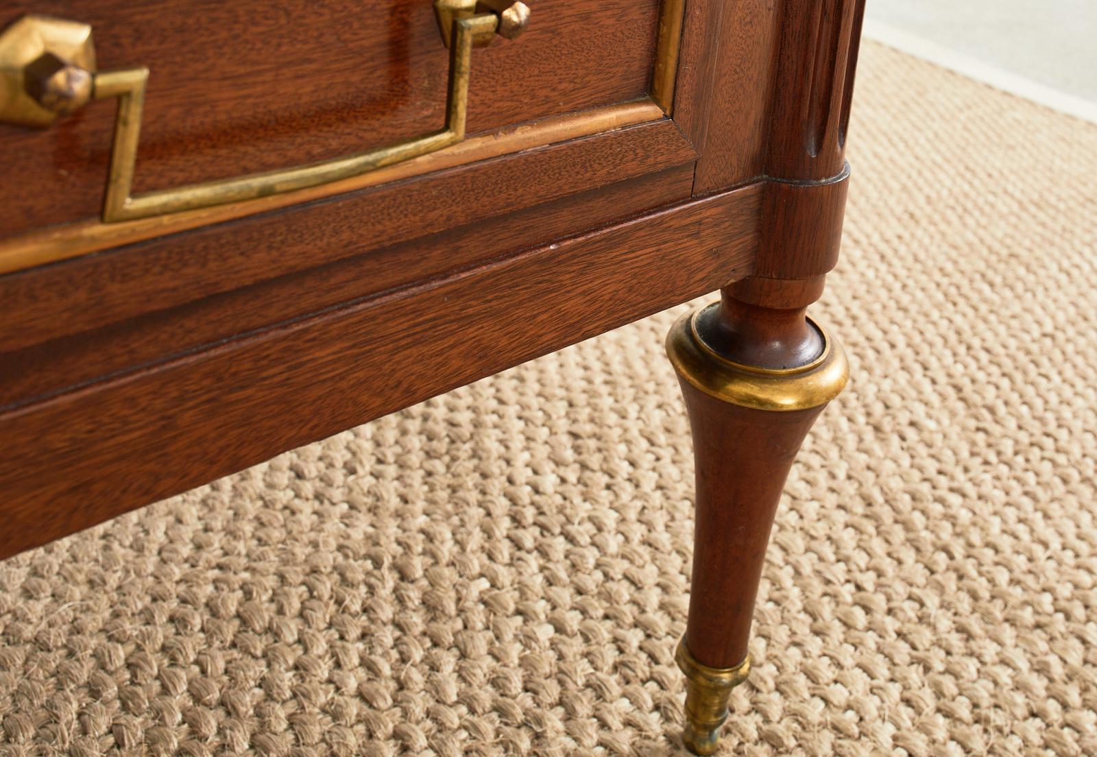 French Louis XVI Style Marble Top Mahogany Commode Chest 12