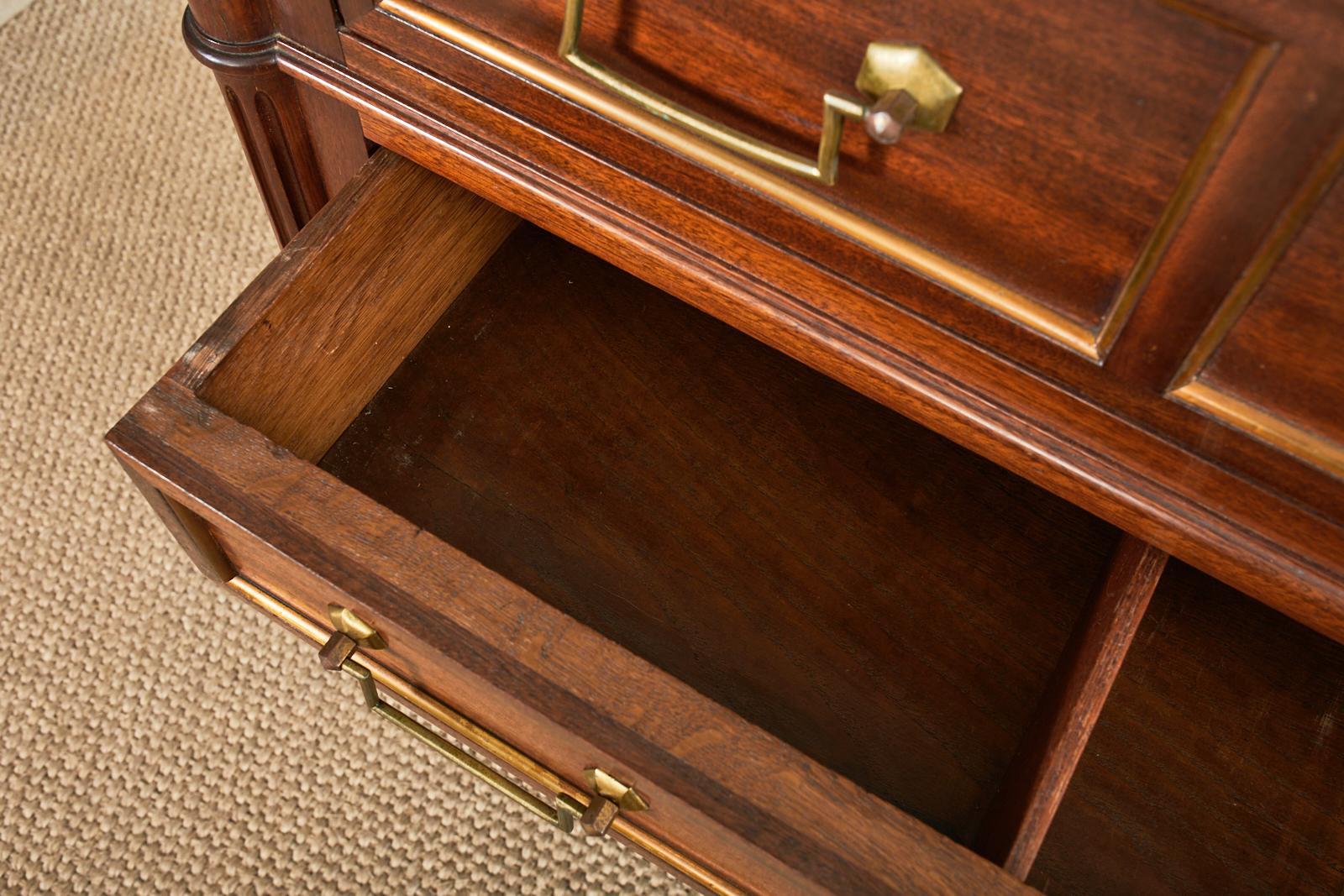 French Louis XVI Style Marble Top Mahogany Commode Chest 2