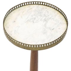 French Louis XVI Style Marble Top Mahogany Gueridon Side Table