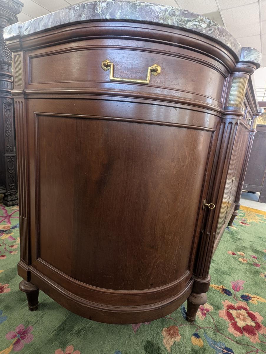 Credenza francese in stile Luigi XVI con piano in marmo e mogano in vendita 5