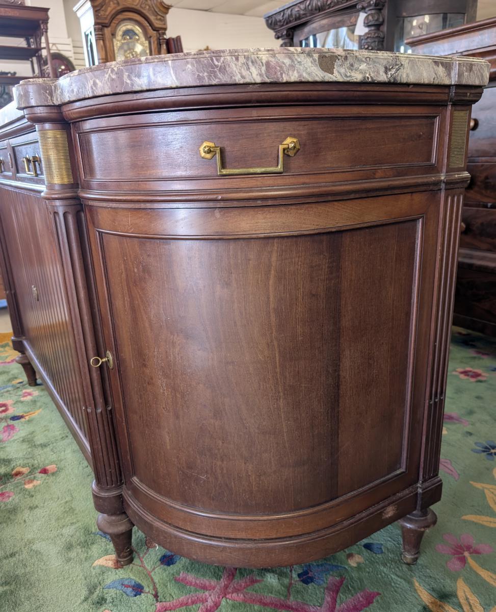 Credenza francese in stile Luigi XVI con piano in marmo e mogano in vendita 7