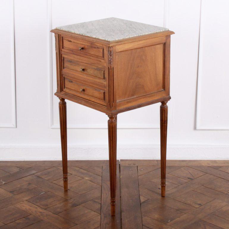 French Louis XVI-Style Marble-Top Nightstand In Good Condition In Vancouver, British Columbia