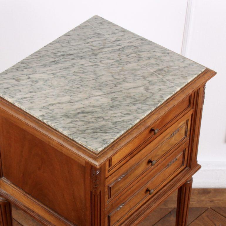 French Louis XVI-Style Marble-Top Nightstand 1