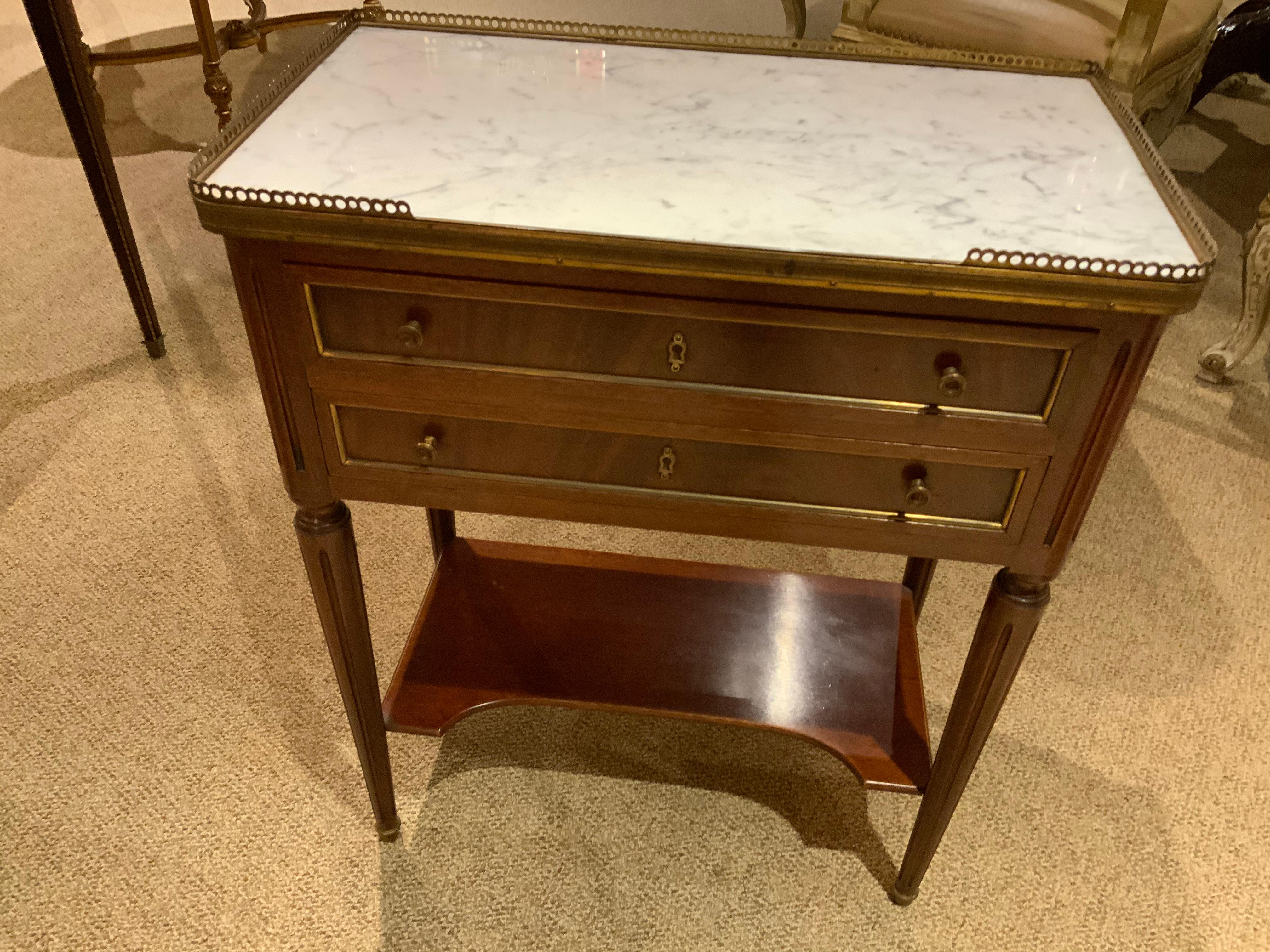 19th Century French Louis XVI Style Marble-Top Side Table