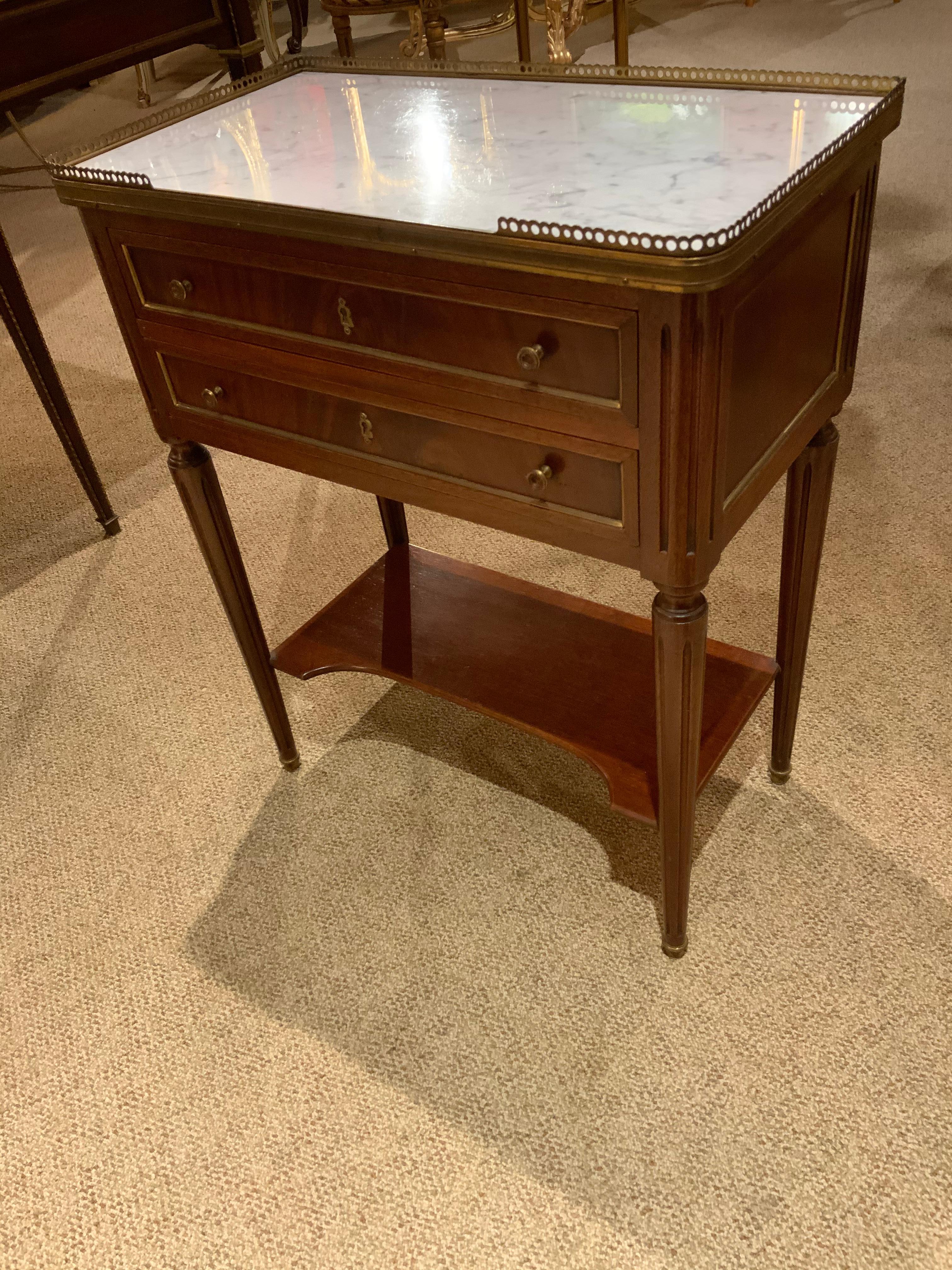 French Louis XVI Style Marble-Top Side Table 1