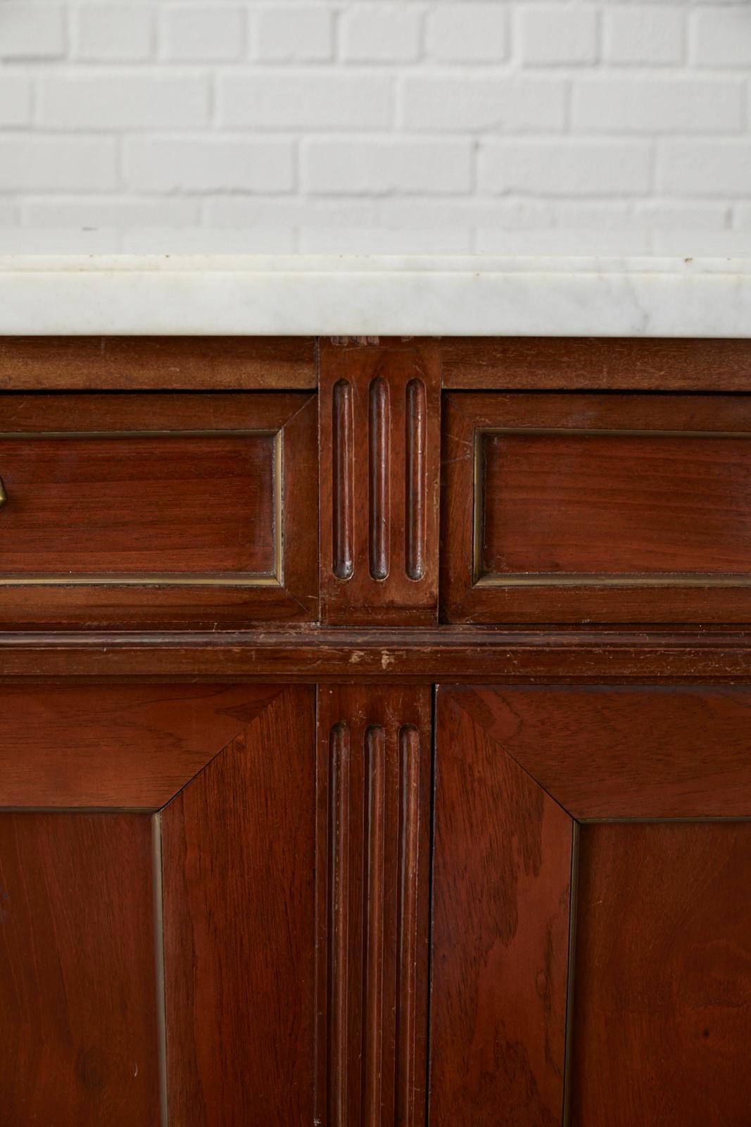 French Louis XVI Style Marble-Top Sideboard Enfilade 5