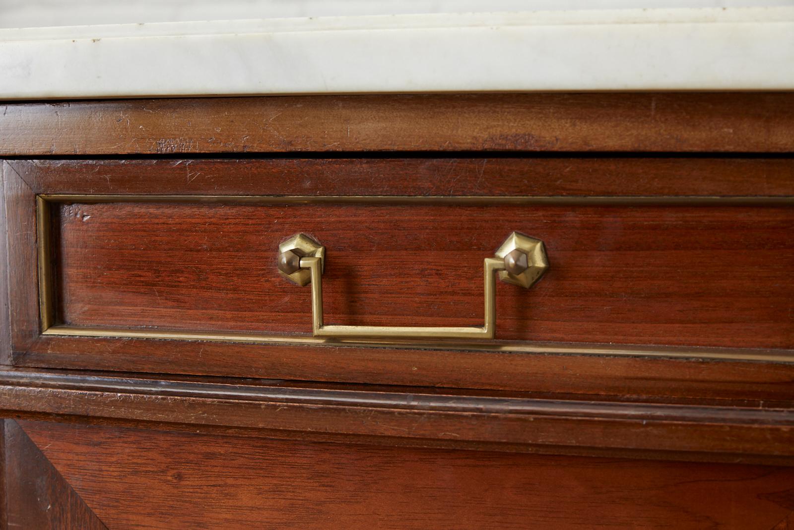 French Louis XVI Style Marble-Top Sideboard Enfilade 6
