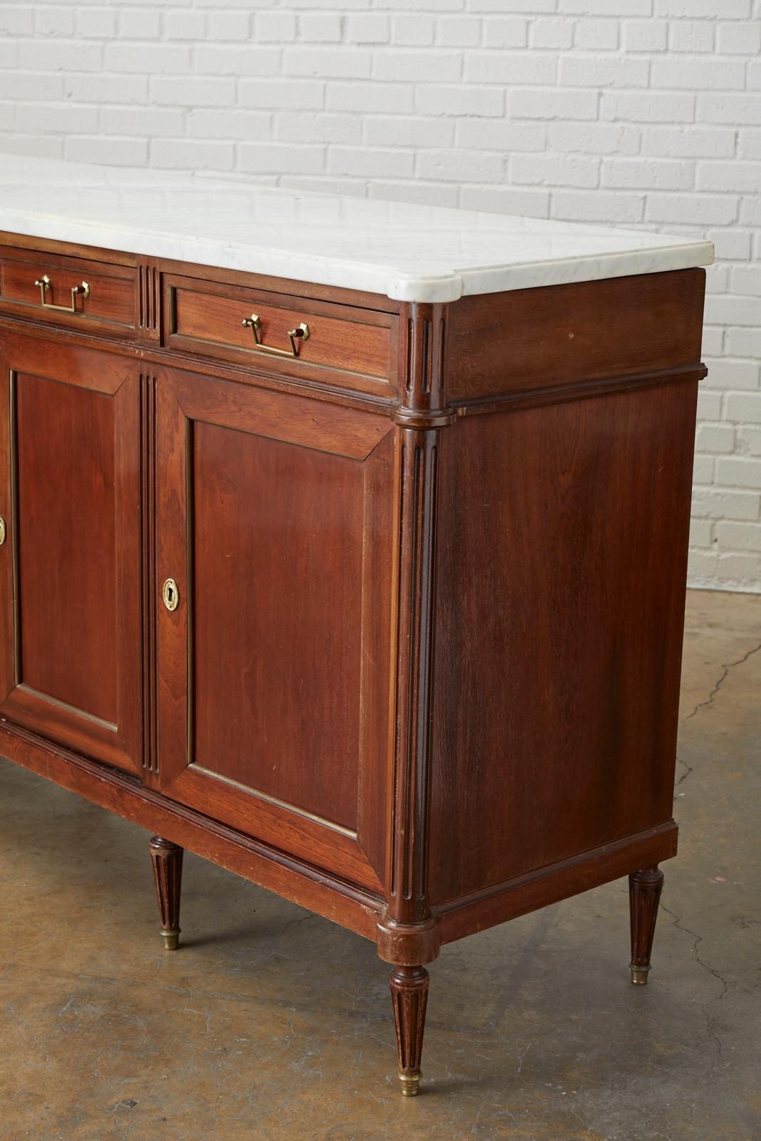 French Louis XVI Style Marble-Top Sideboard Enfilade 7