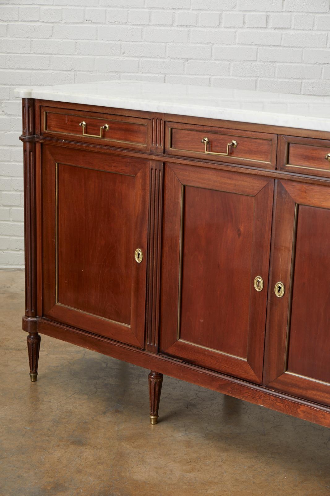 French Louis XVI Style Marble-Top Sideboard Enfilade 8