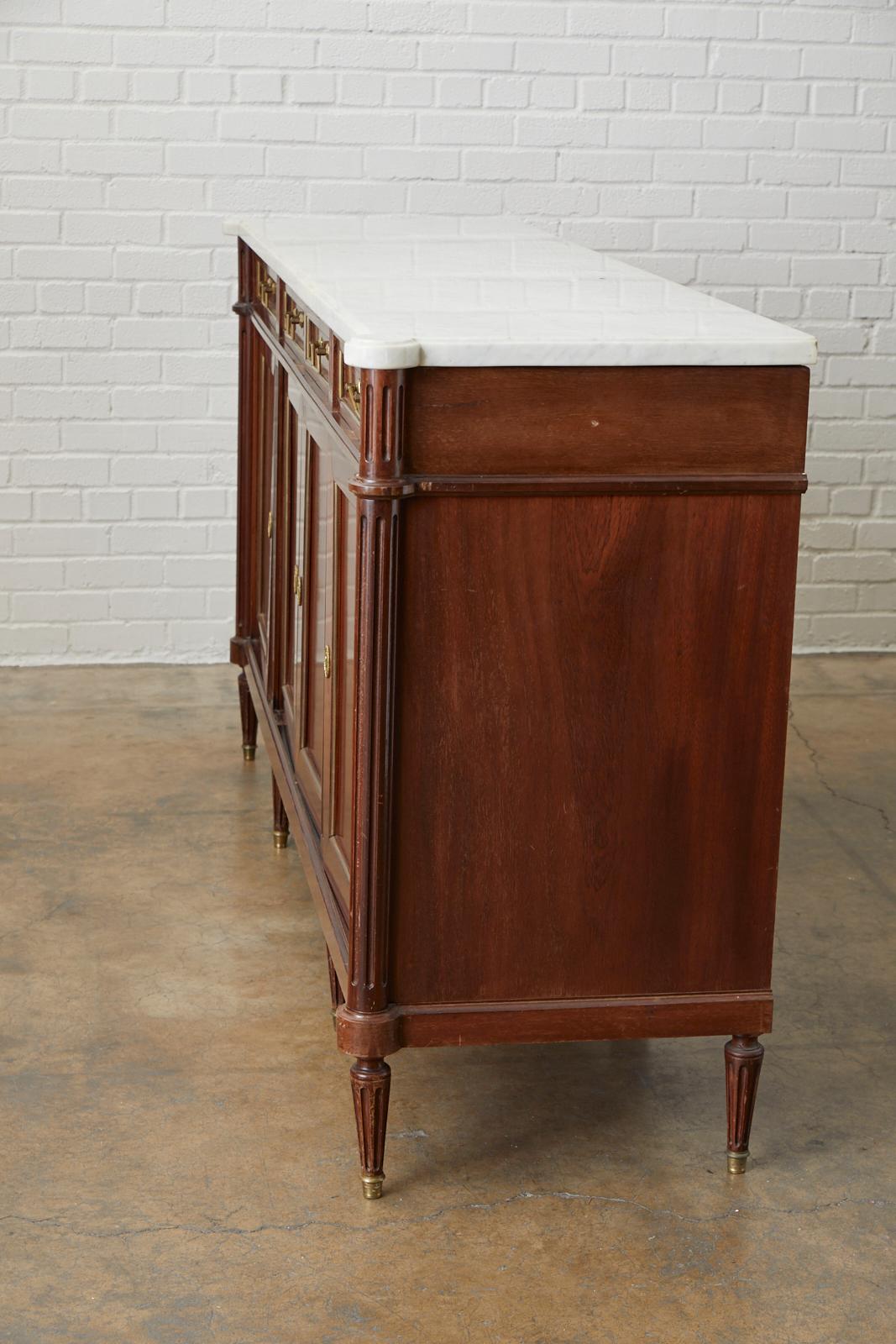 French Louis XVI Style Marble-Top Sideboard Enfilade 10