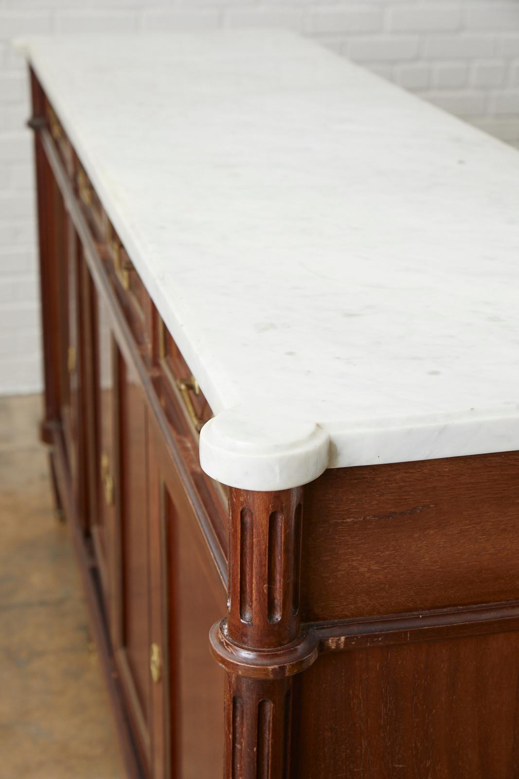 French Louis XVI Style Marble-Top Sideboard Enfilade 11
